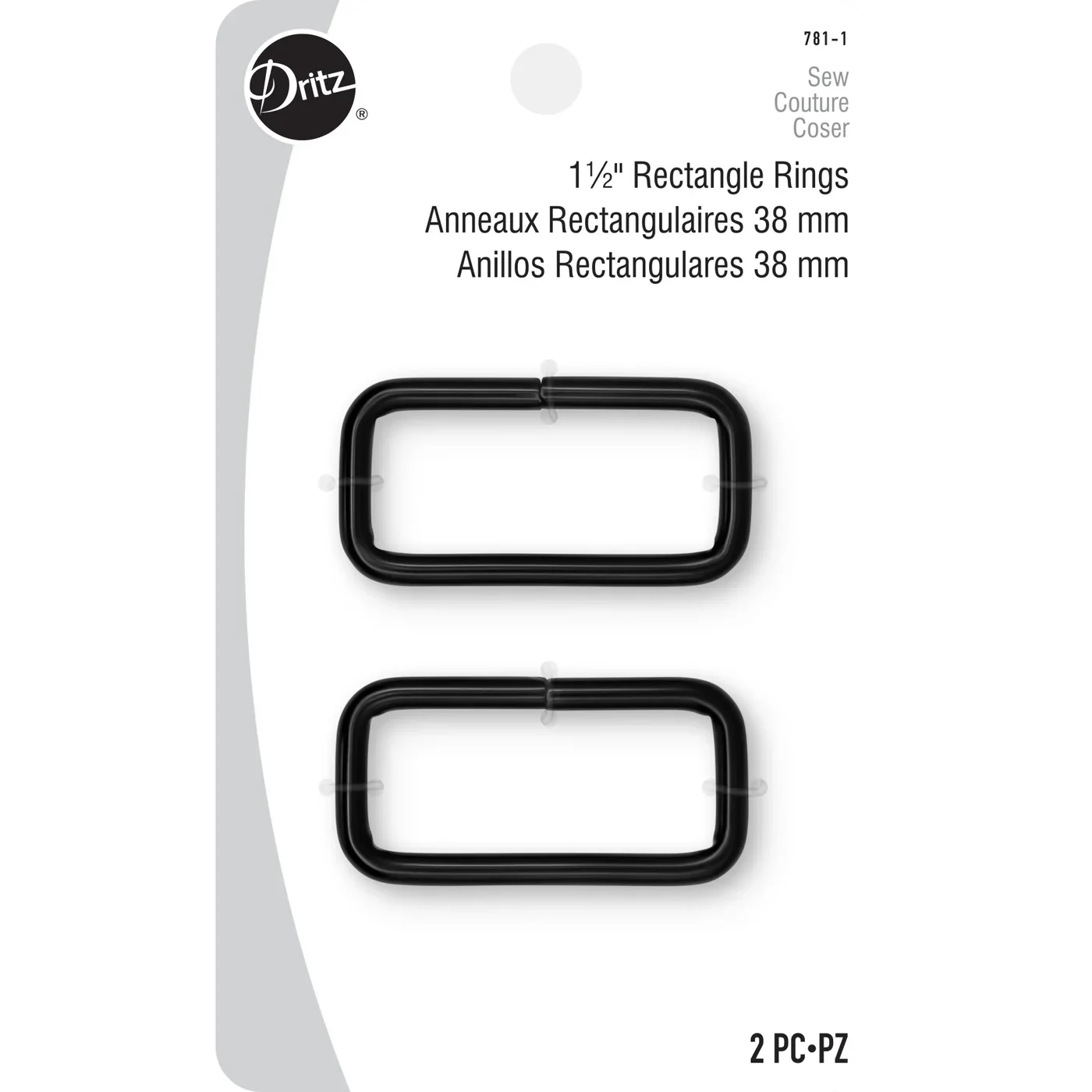 1-1/2" Rectangle Rings / Black