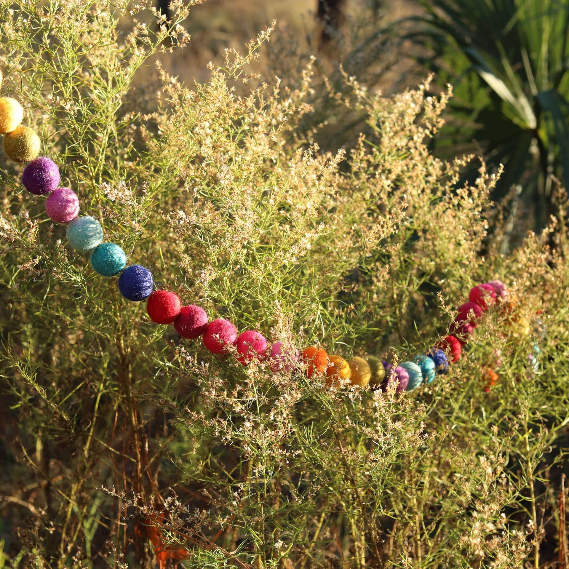 6' Felt Rainbow Ball Garland