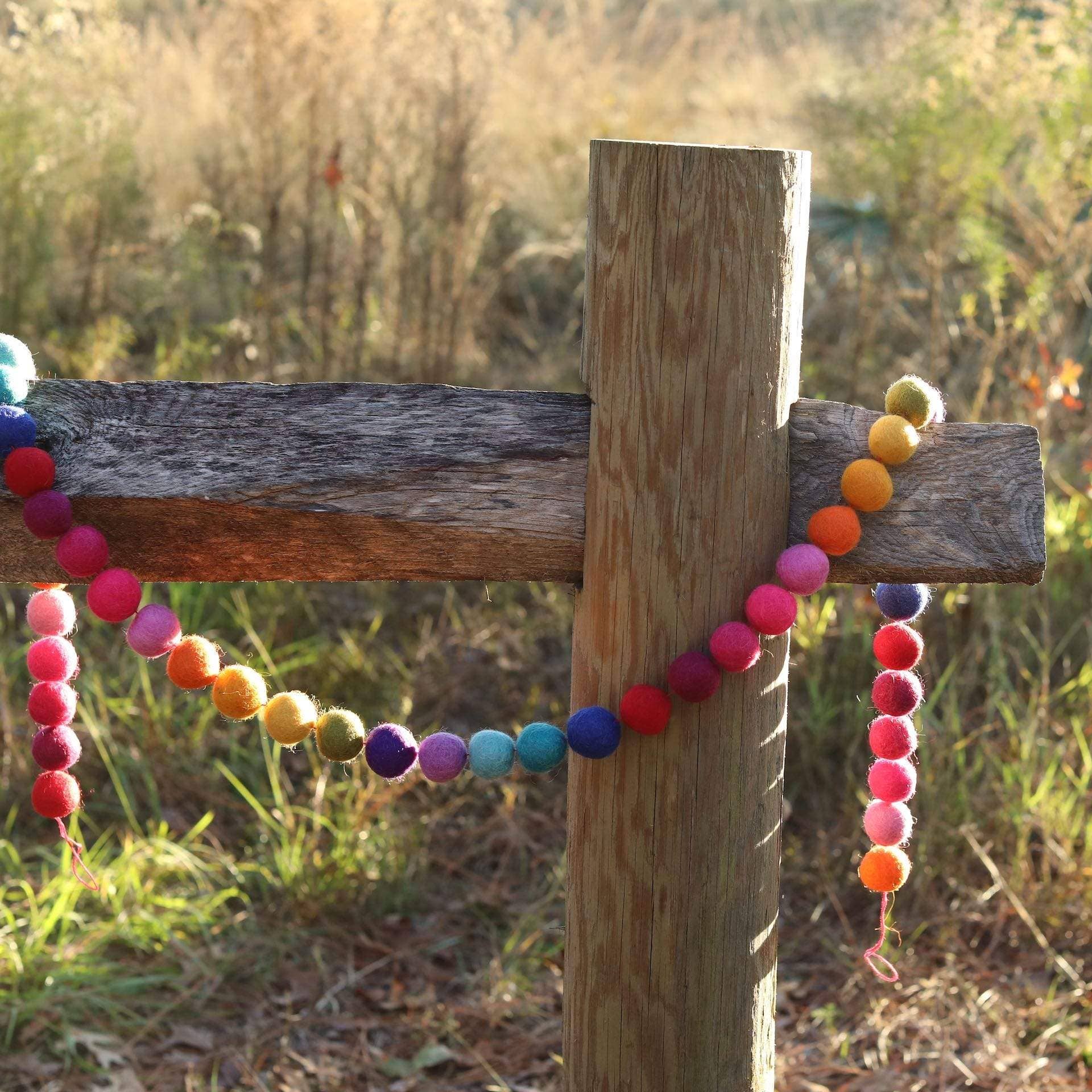 6' Felt Rainbow Ball Garland - Image 6