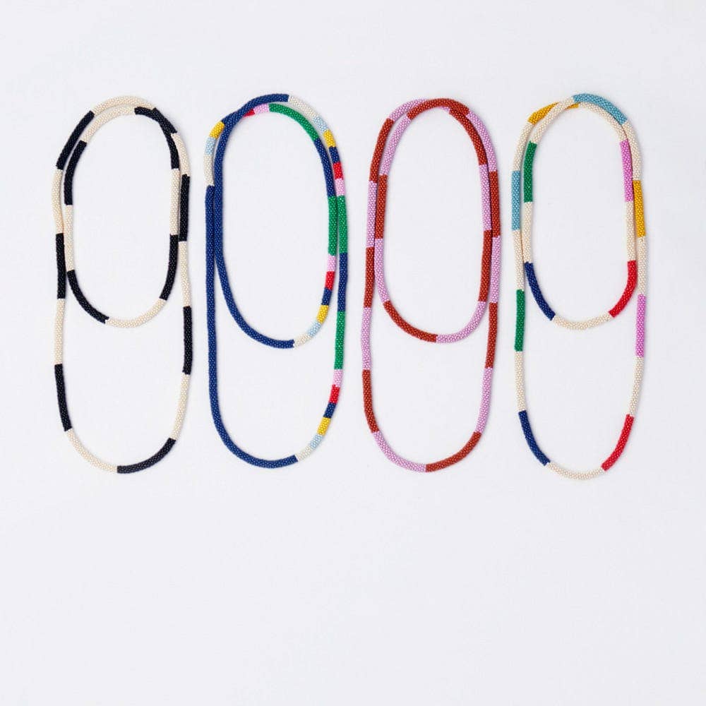 Allie Seed Bead Long Necklace / Navy and Multi - Image 3