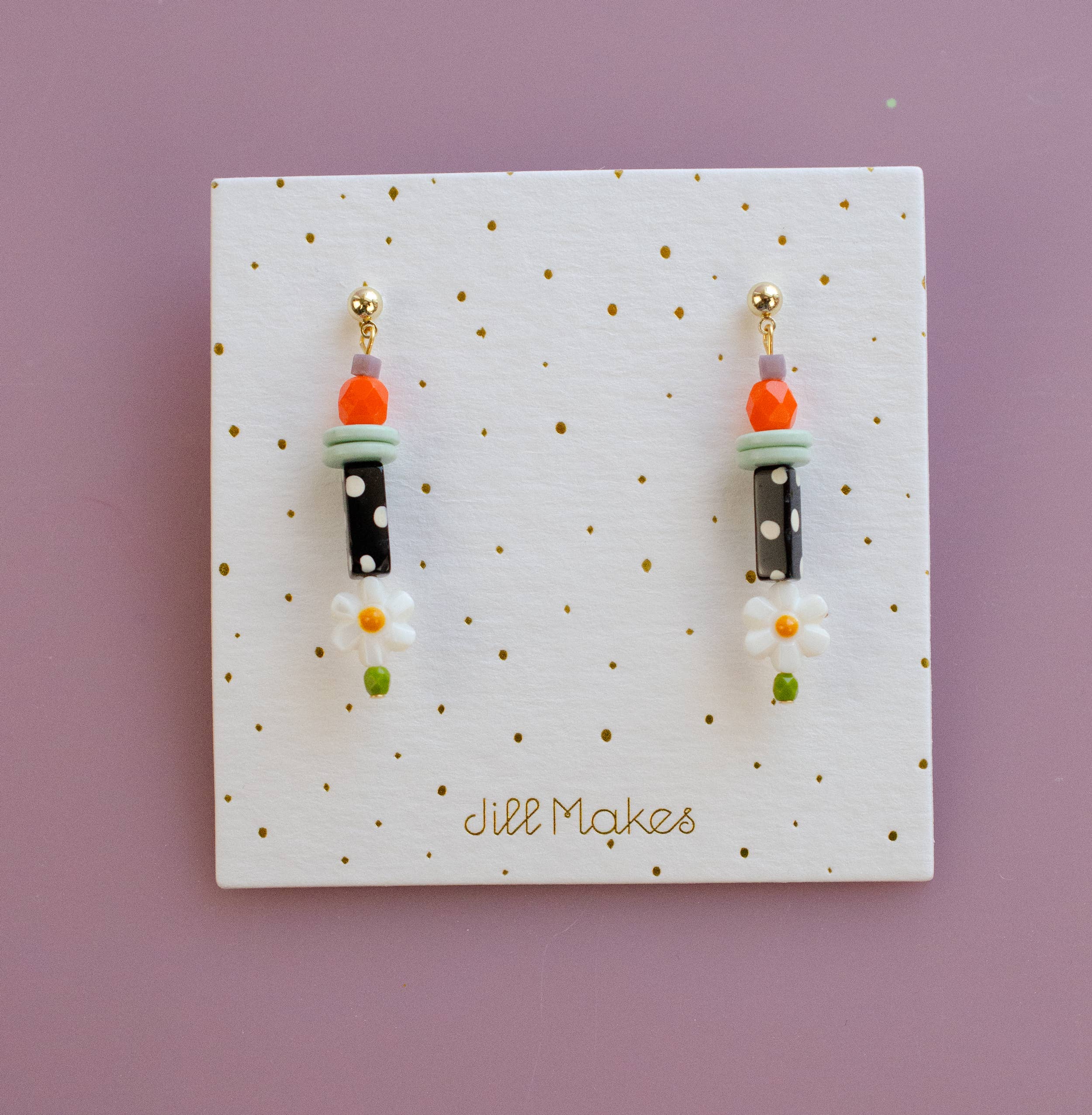 Black and White Polka Dot Earrings - Image 4