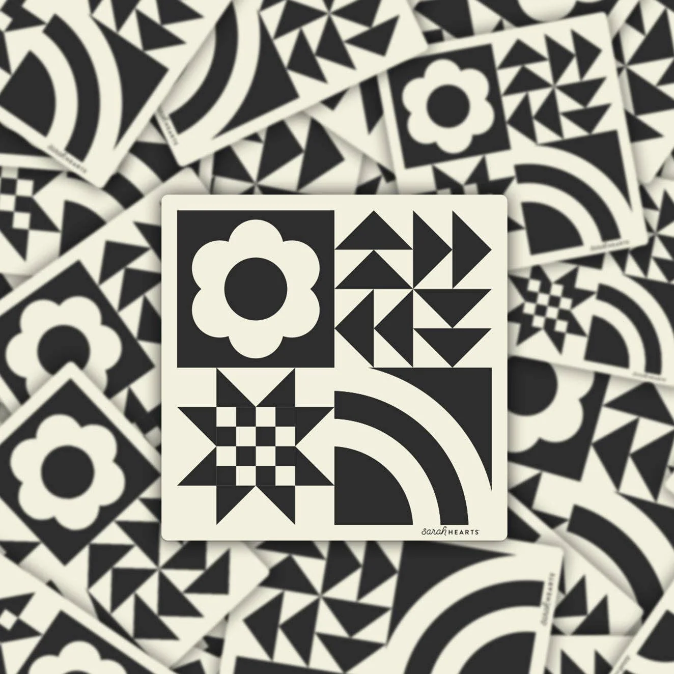 Black and White Quilt Block Sticker - Image 3