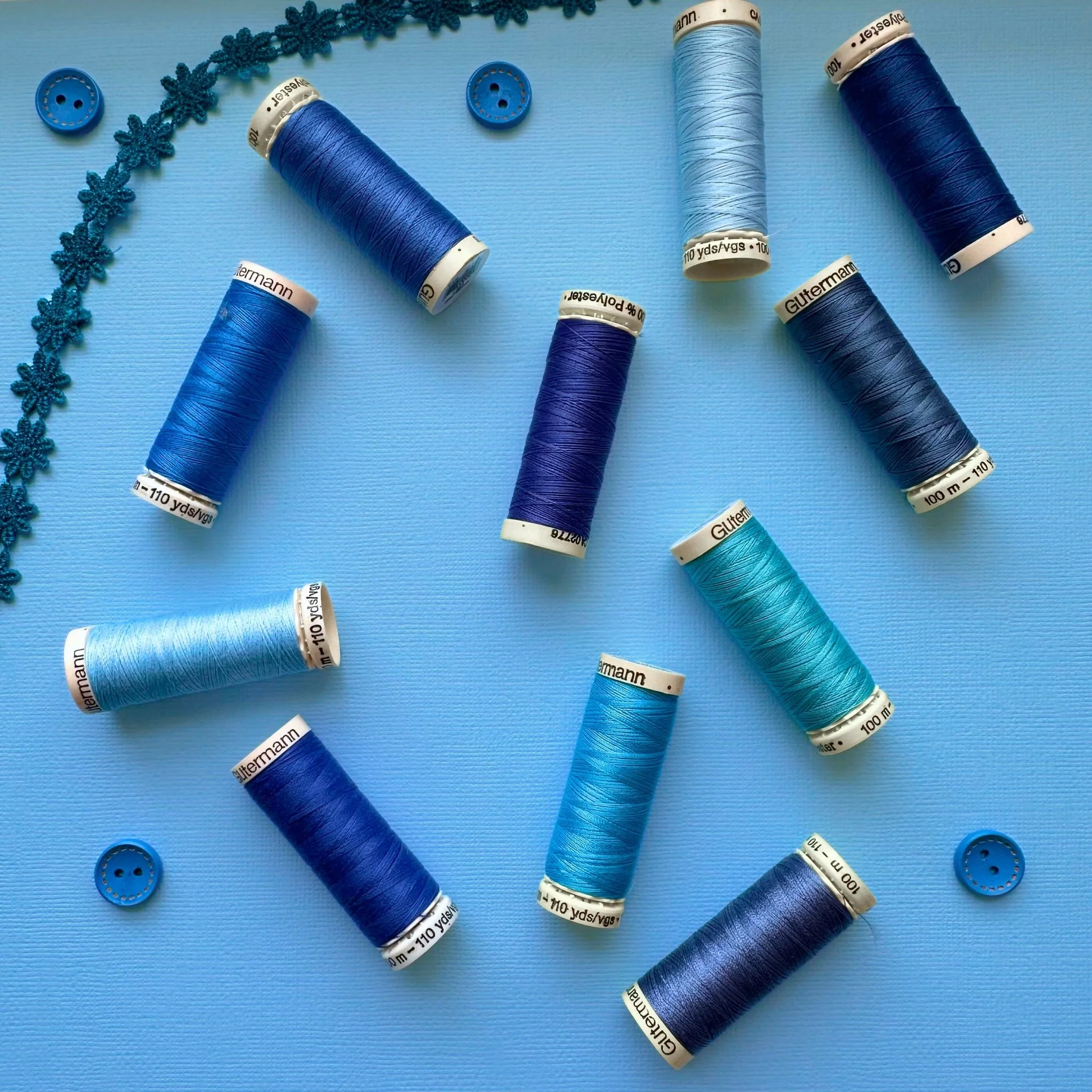 Blue & Turquoise Sew-all Thread 100m / 237 Steel Gray