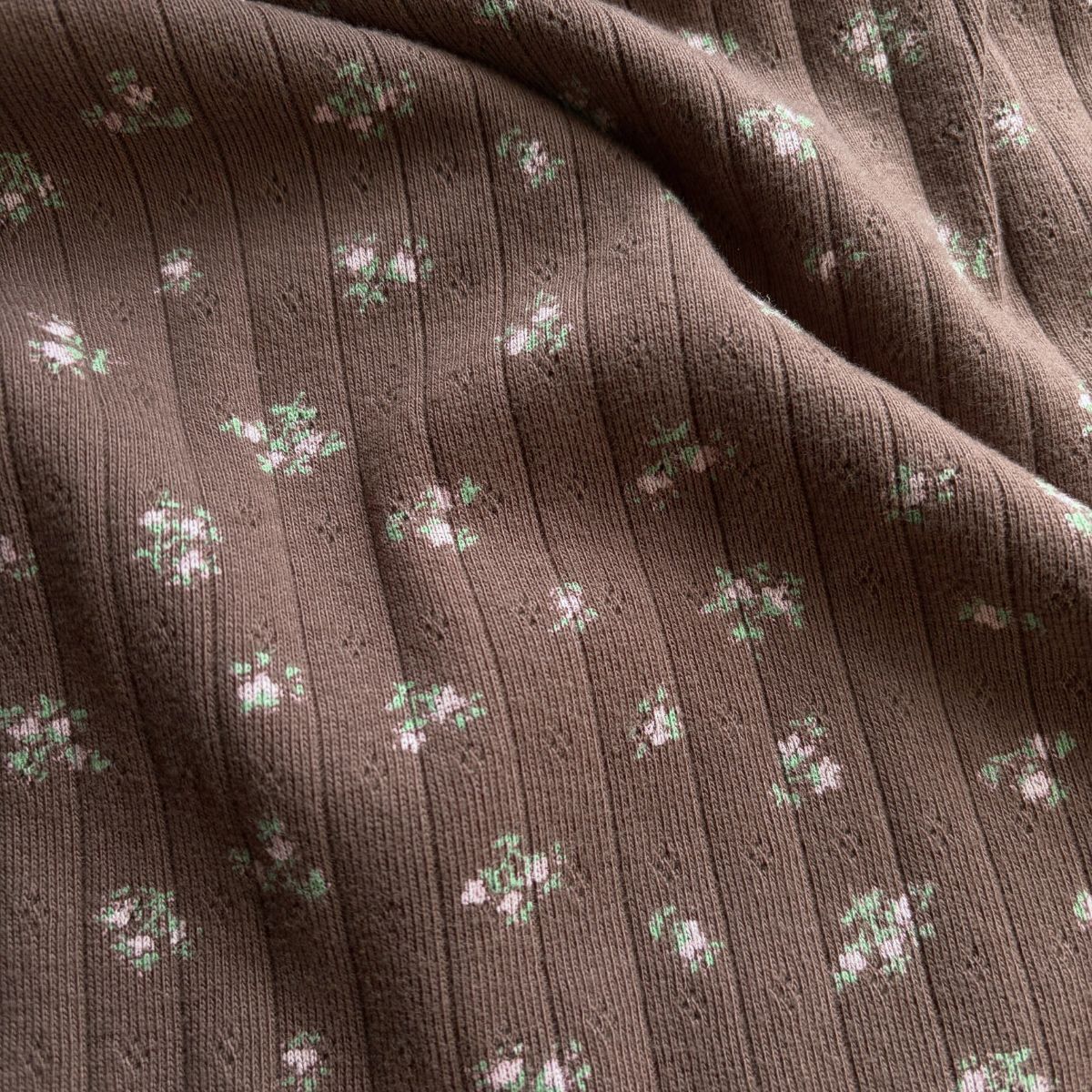 Calico Floral Pointelle / Chocolate