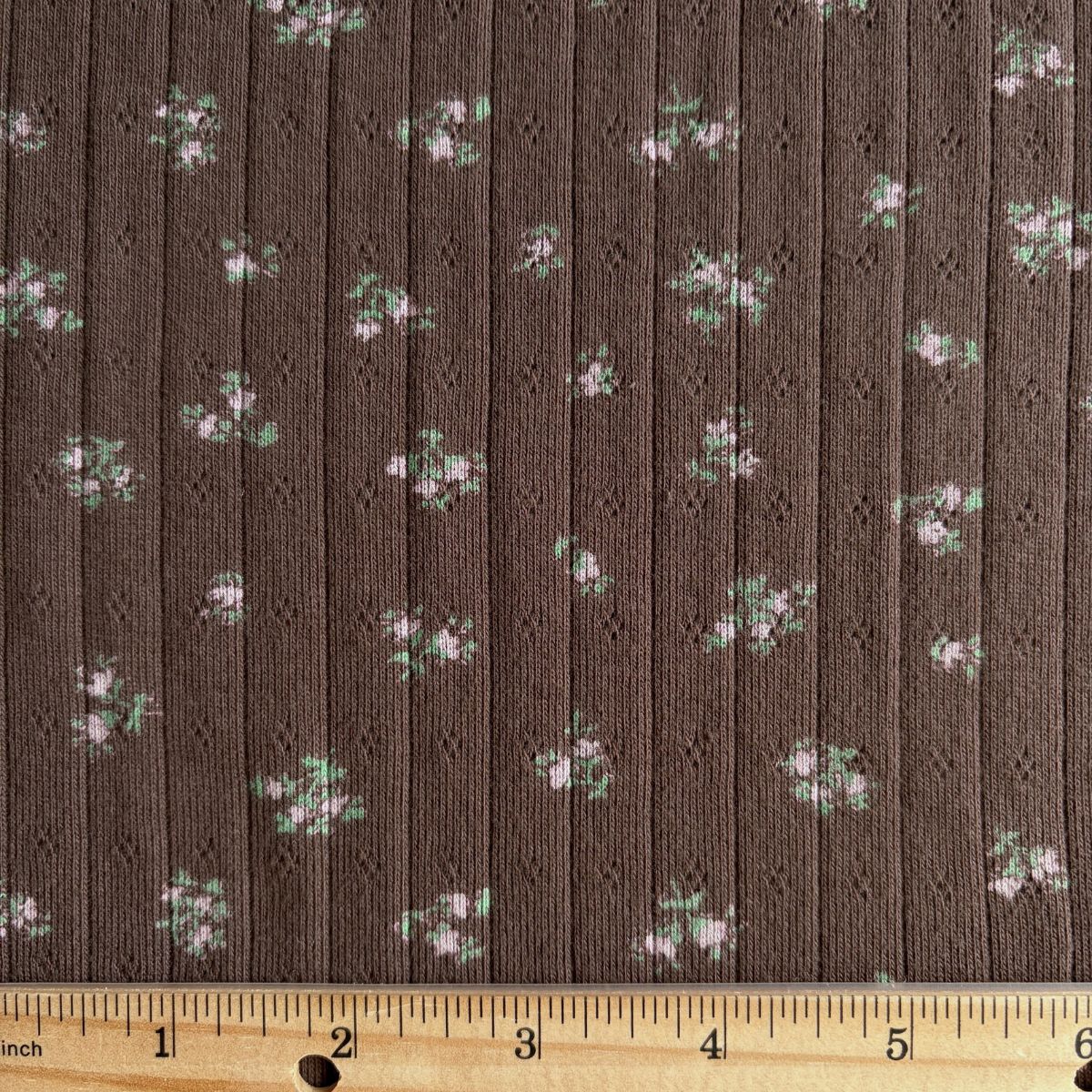 Calico Floral Pointelle / Chocolate - Image 2
