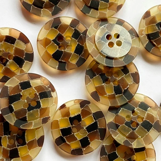 Brown Mosaic Buttons 7/8"