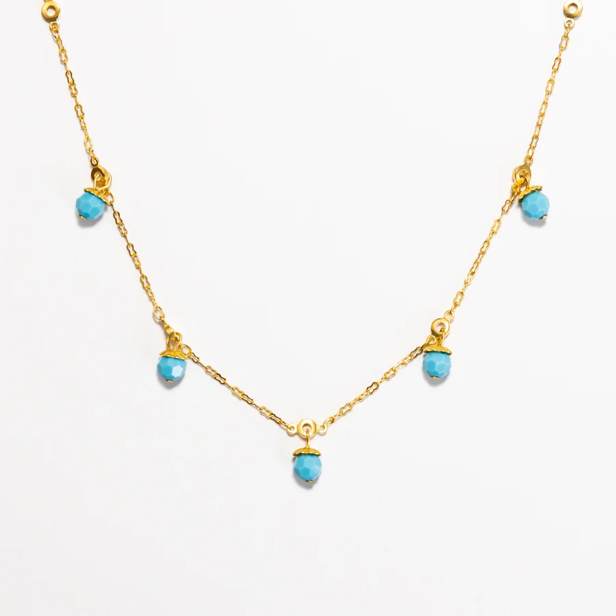 Chain with 5 Turquoise Crystals Necklace