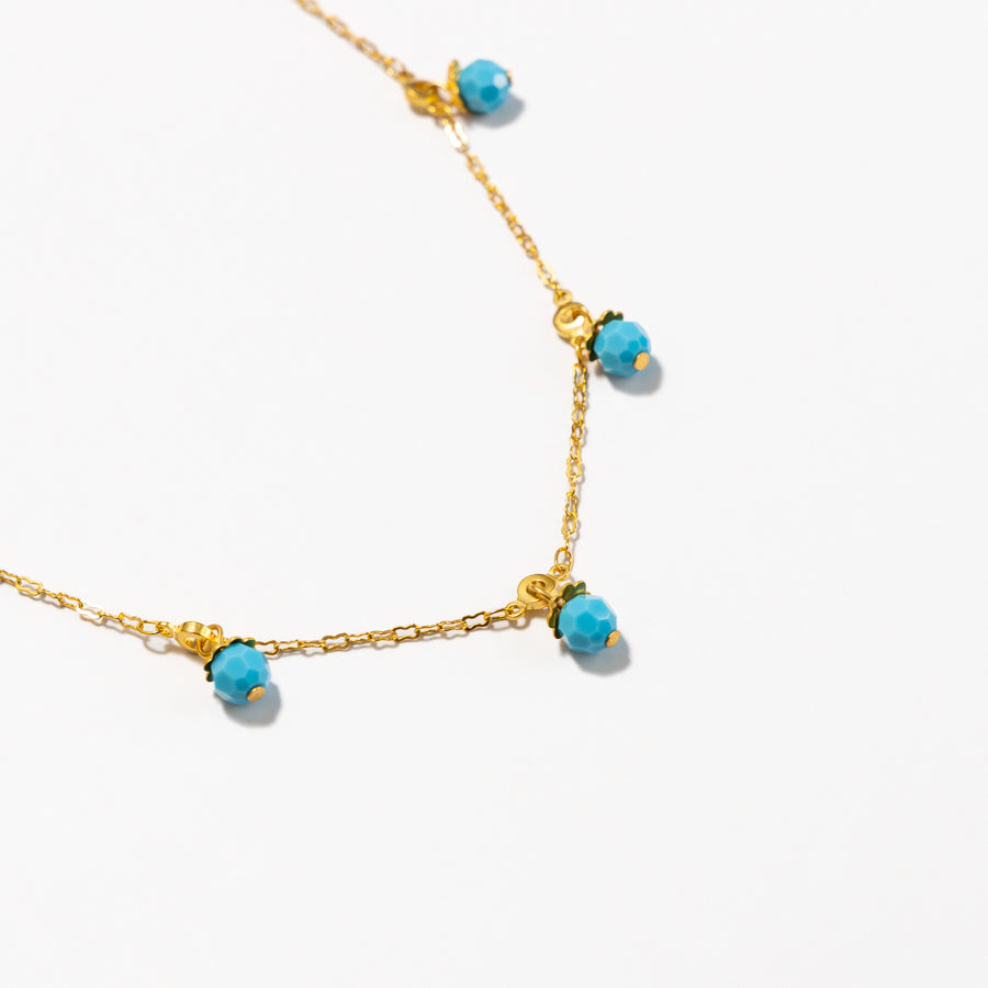 Chain with 5 Turquoise Crystals Necklace - Image 3