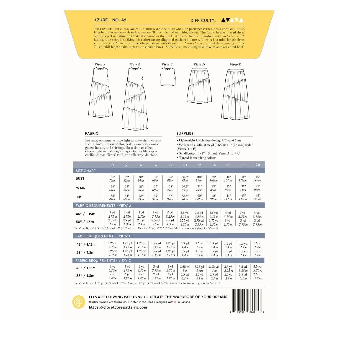 Azure Dress, Top, and Skirt / Printed Pattern - Image 2