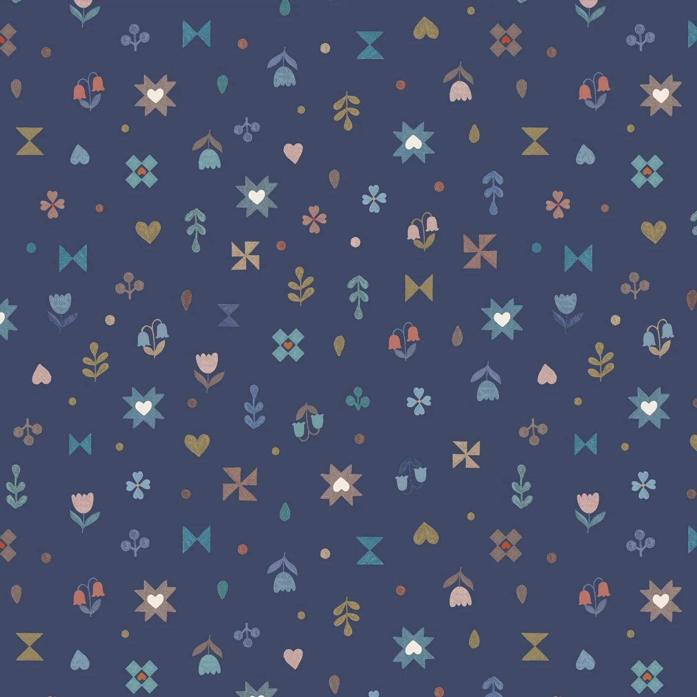 Cosy Home and Garden / Small Cosy Home Hearts and Flowers / Dark Blue