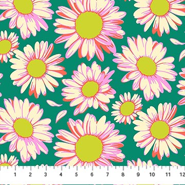 Daisy Crush / Sunshine Daisies / Emerald / Rayon
