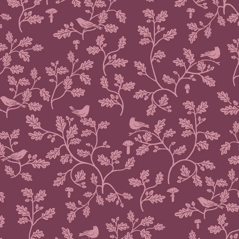 Fall and Flutter / Woodland Oak / Burgundy / Flannel