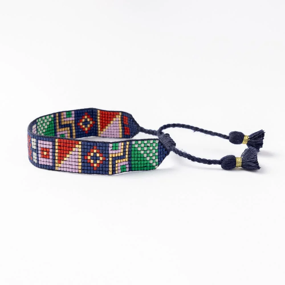 Gabby Nautical Adjustable Beaded Bracelet Navy - Image 2