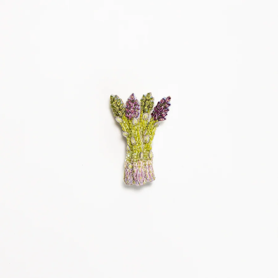 Hand Beaded Asparagus Brooch - Image 2