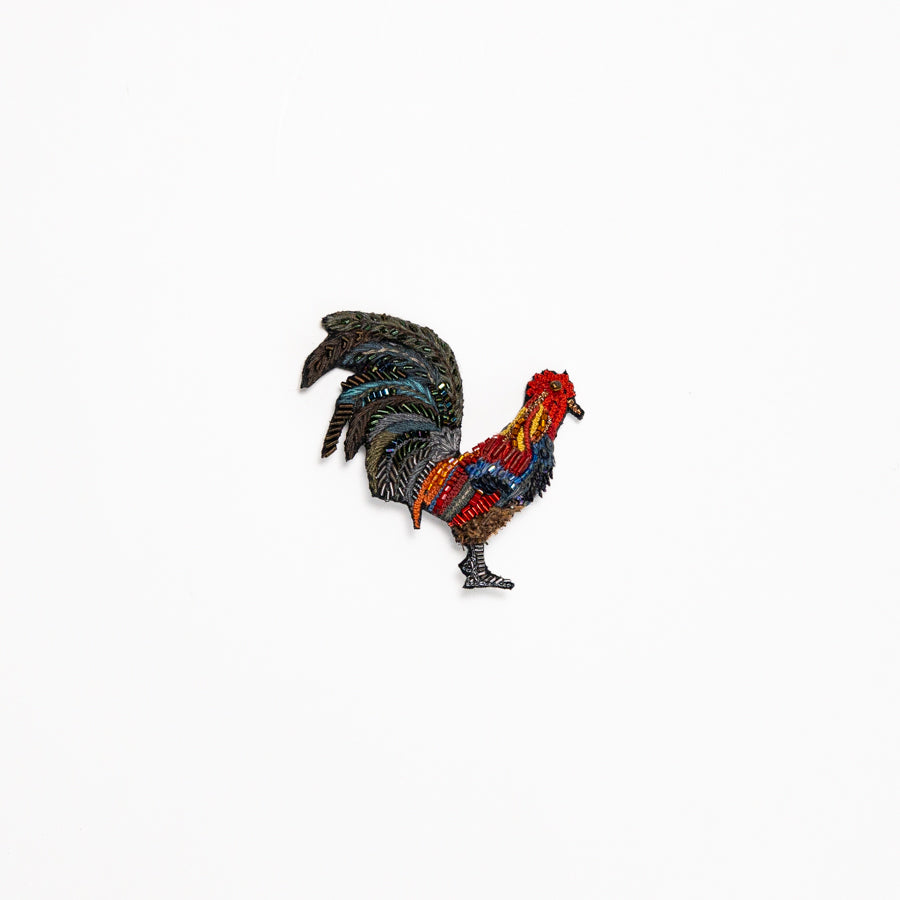Hand Beaded Farm Rooster Brooch - Image 2