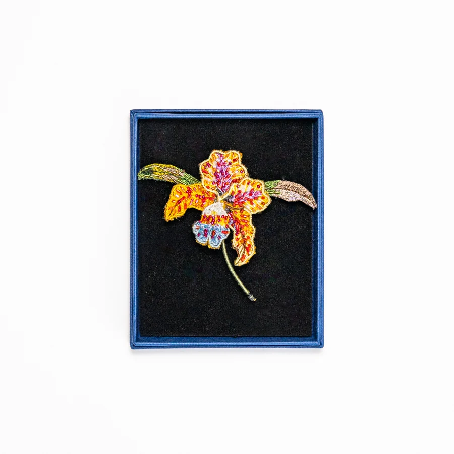 Hand Beaded Queen of Orchids Brooch