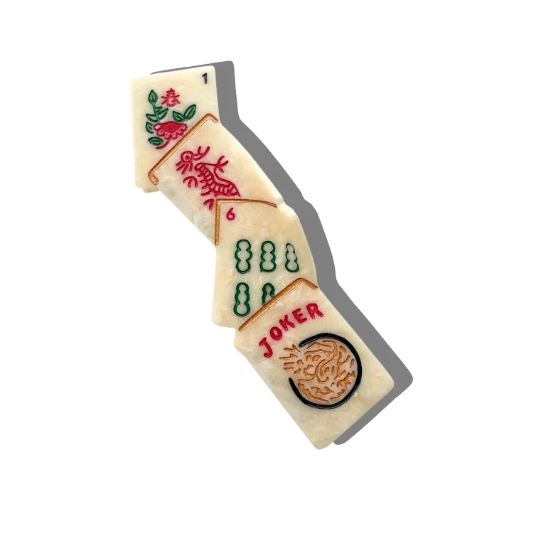 Hand-painted Mahjong Hair Claw