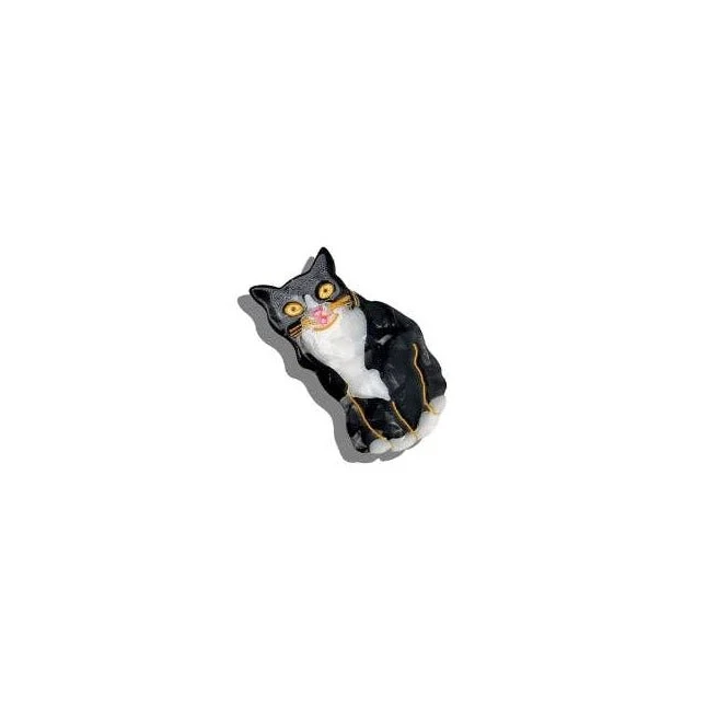 Hand-painted Tuxedo Cat Brooch