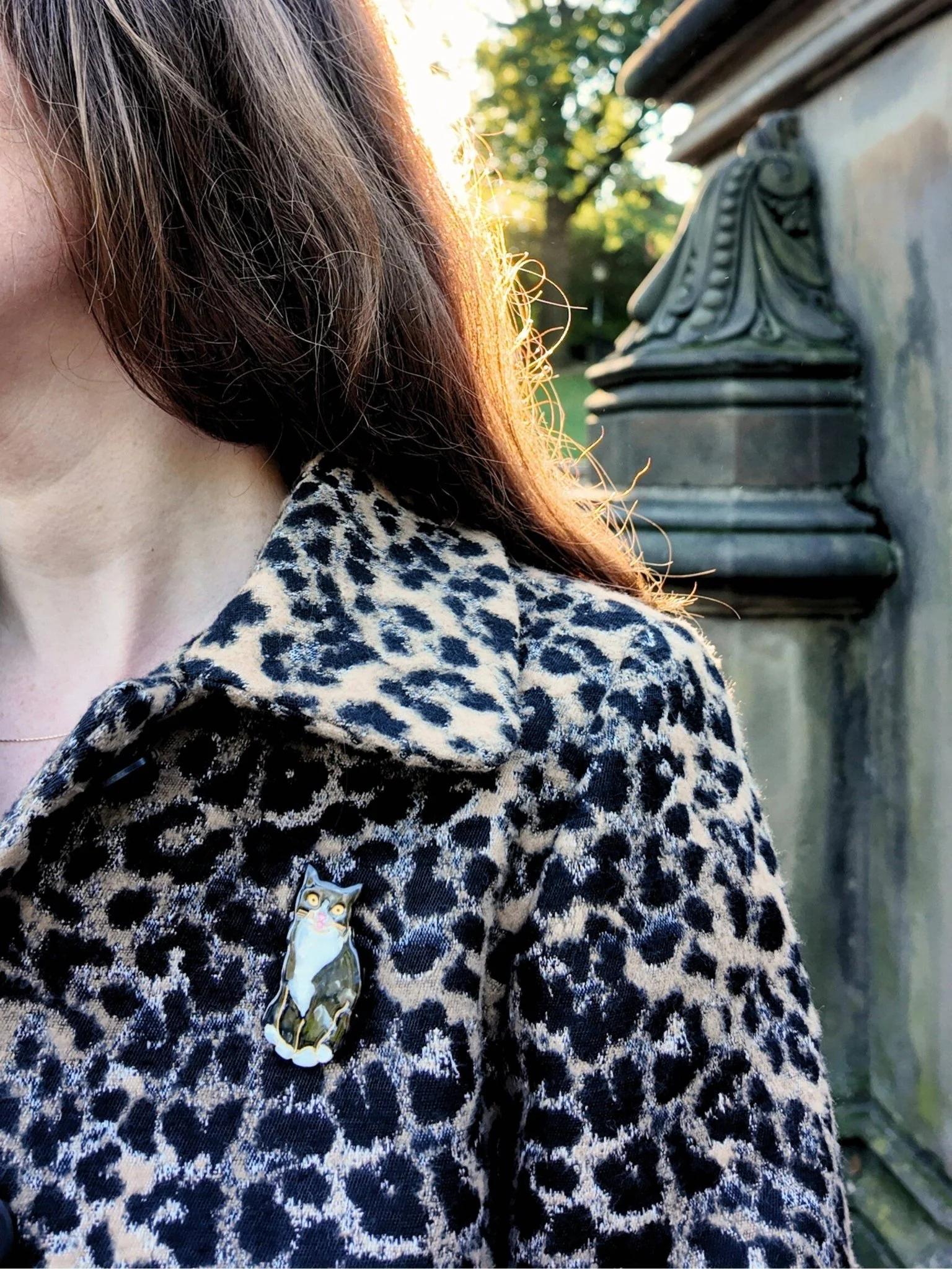 Hand-painted Tuxedo Cat Brooch - Image 2