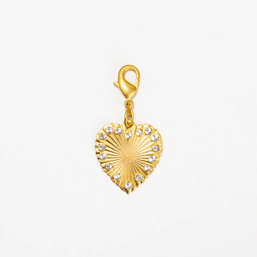 Gold Charm / Heart with Crystals