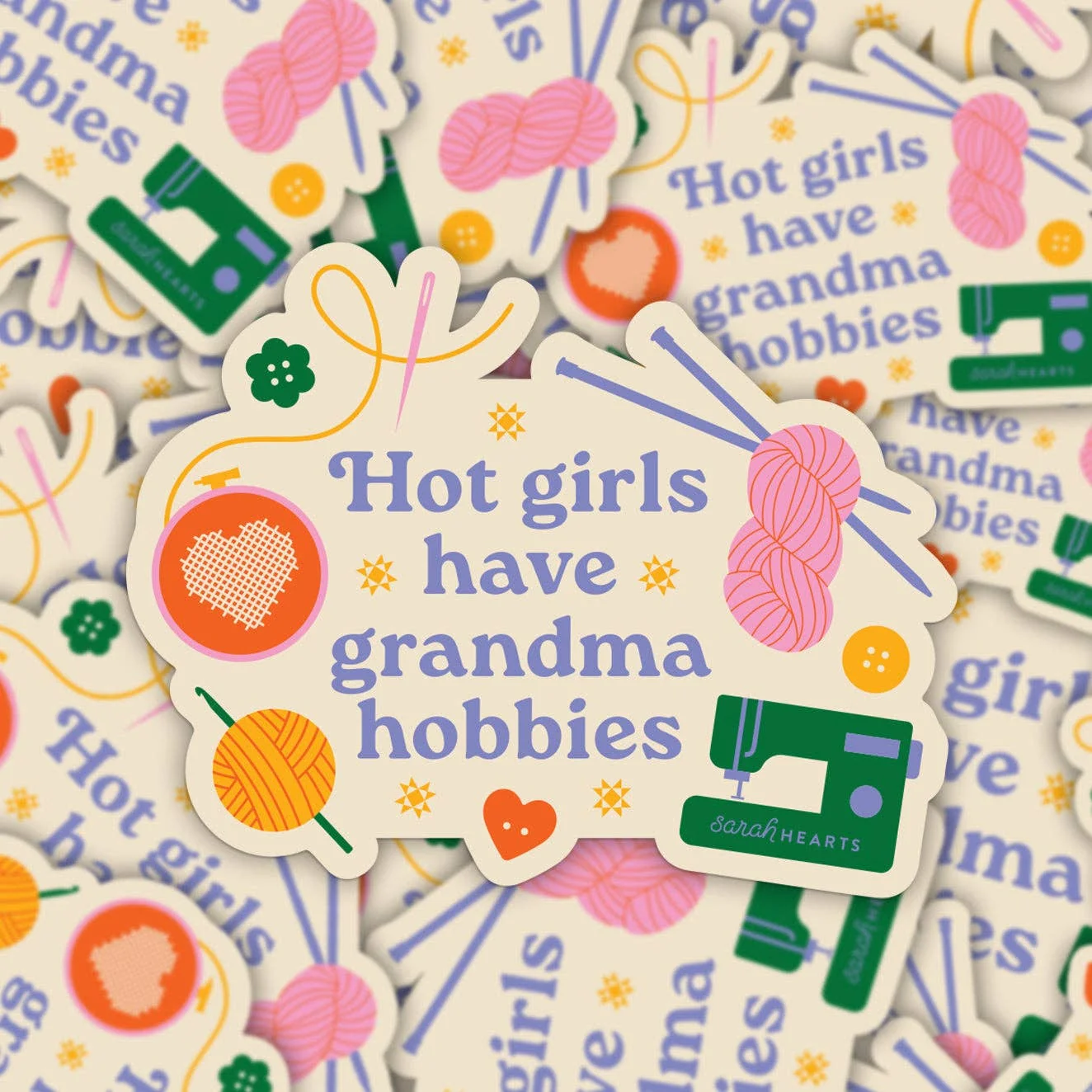 Hot Girls Have Grandma Hobbies Sticker - Image 3