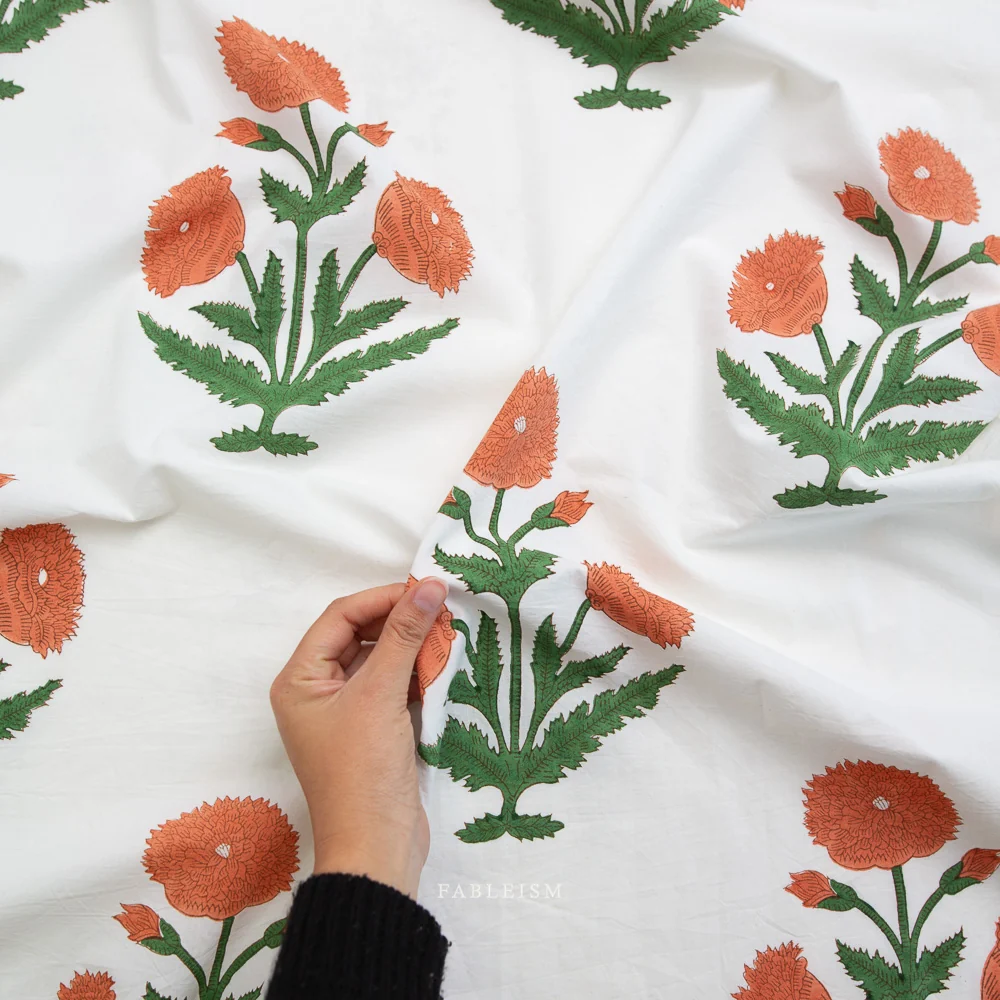 Indian Block Prints: Cottage / Boho Floral / Sienna - Image 2
