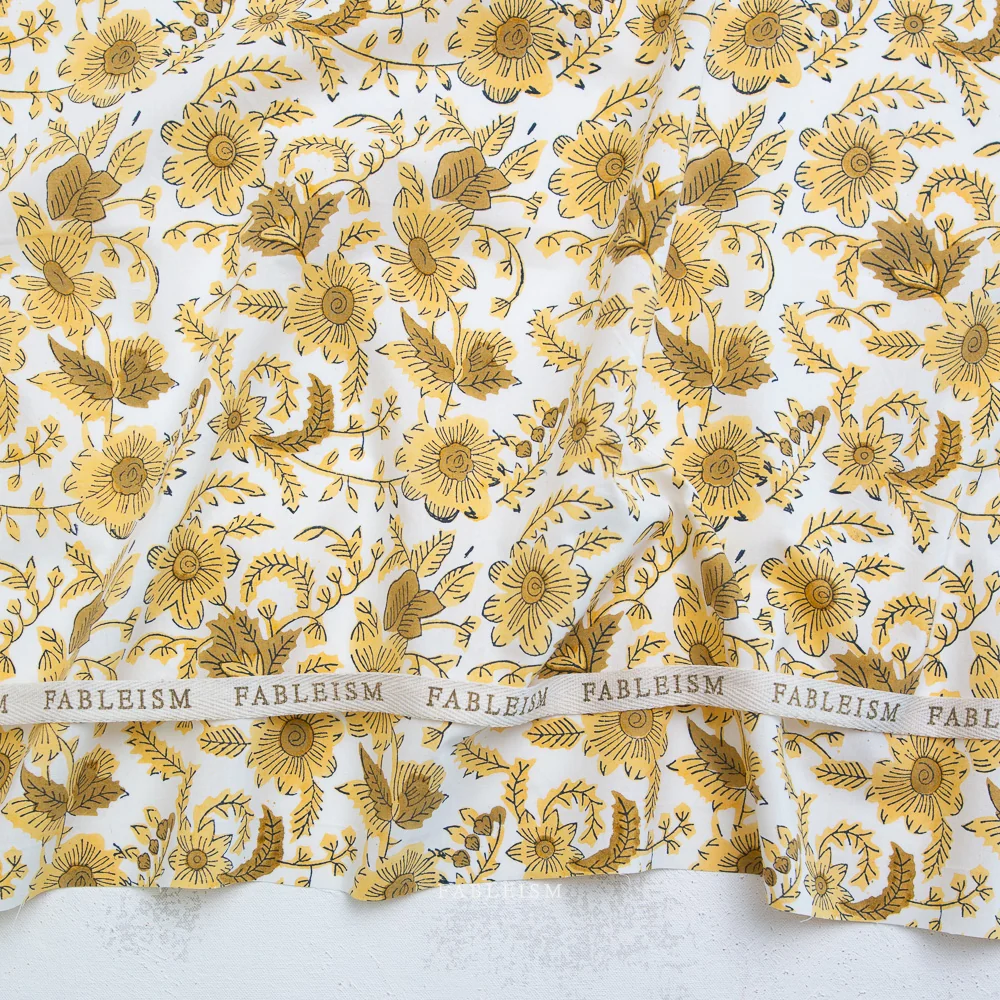 Indian Block Prints: Cottage / Country Floral / Yellow