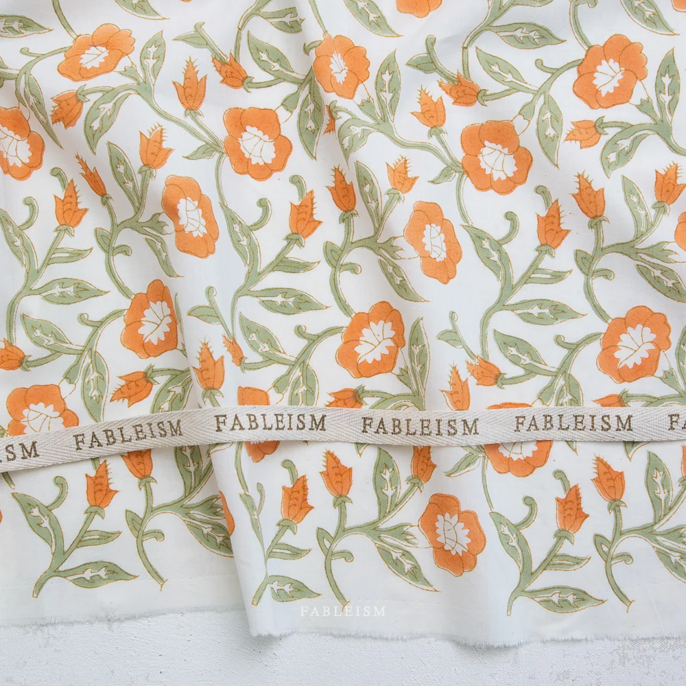 Indian Block Prints: Cottage / Trumpet Vines / Sage