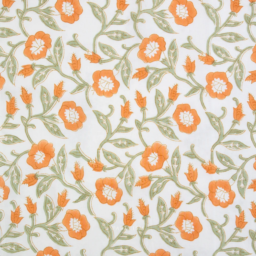 Indian Block Prints: Cottage / Trumpet Vines / Sage - Image 3