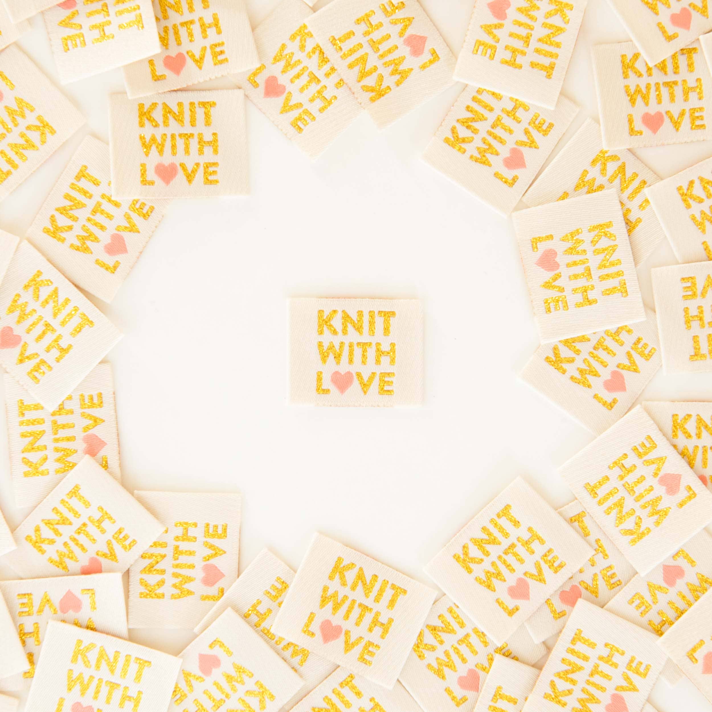 Knit with Love Woven Labels - Knitting Sewing Clothing Label - Image 2