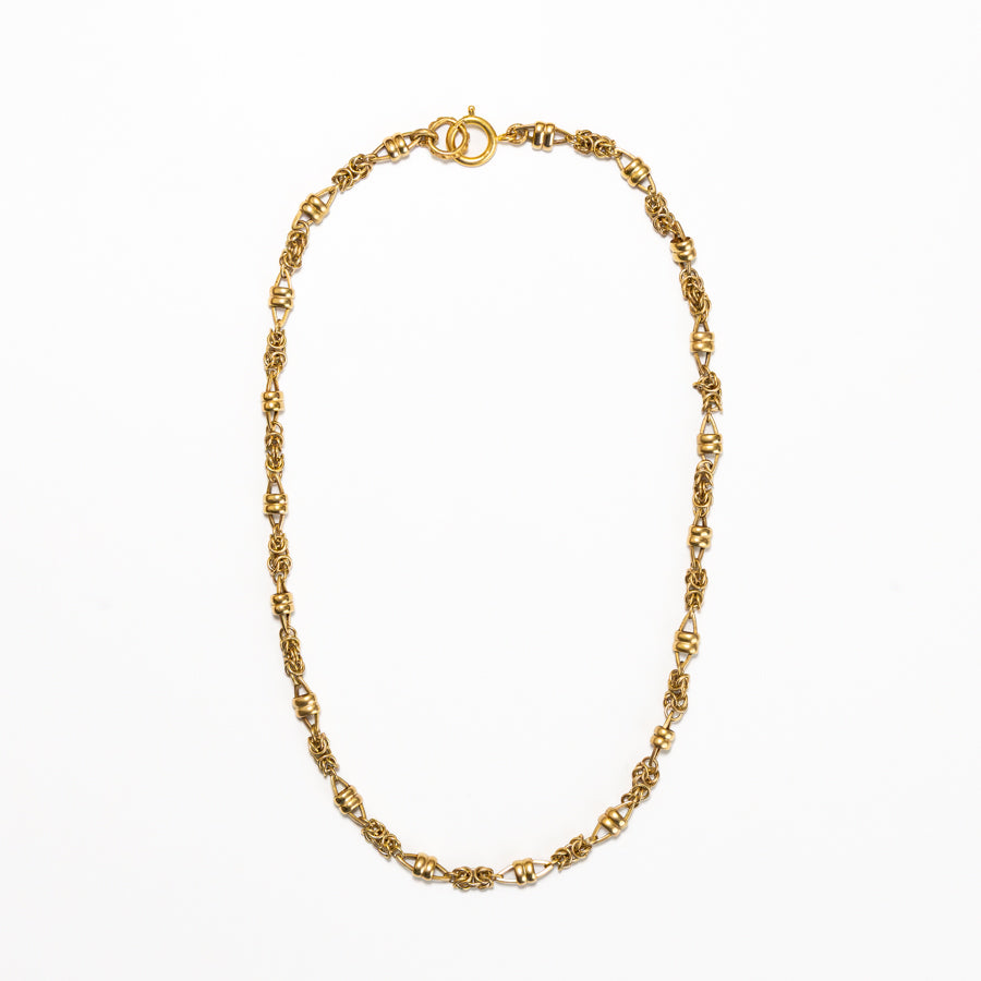 Knot and Double Gold Bead Necklace - Image 2