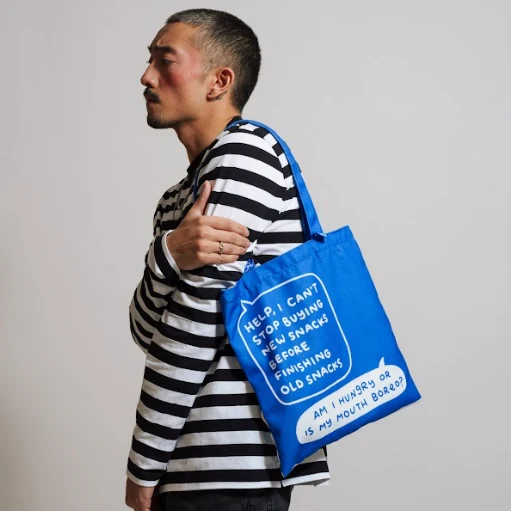 Large square tote bag / Blue