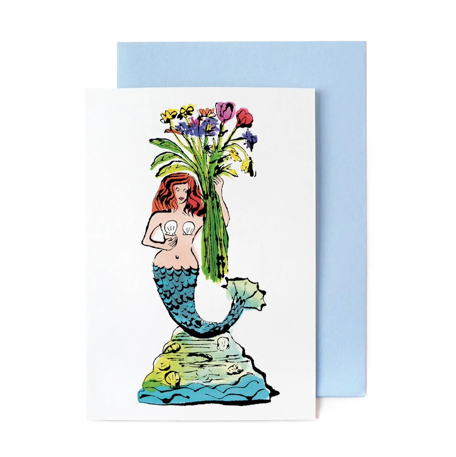 Mermaid with Flowers Card