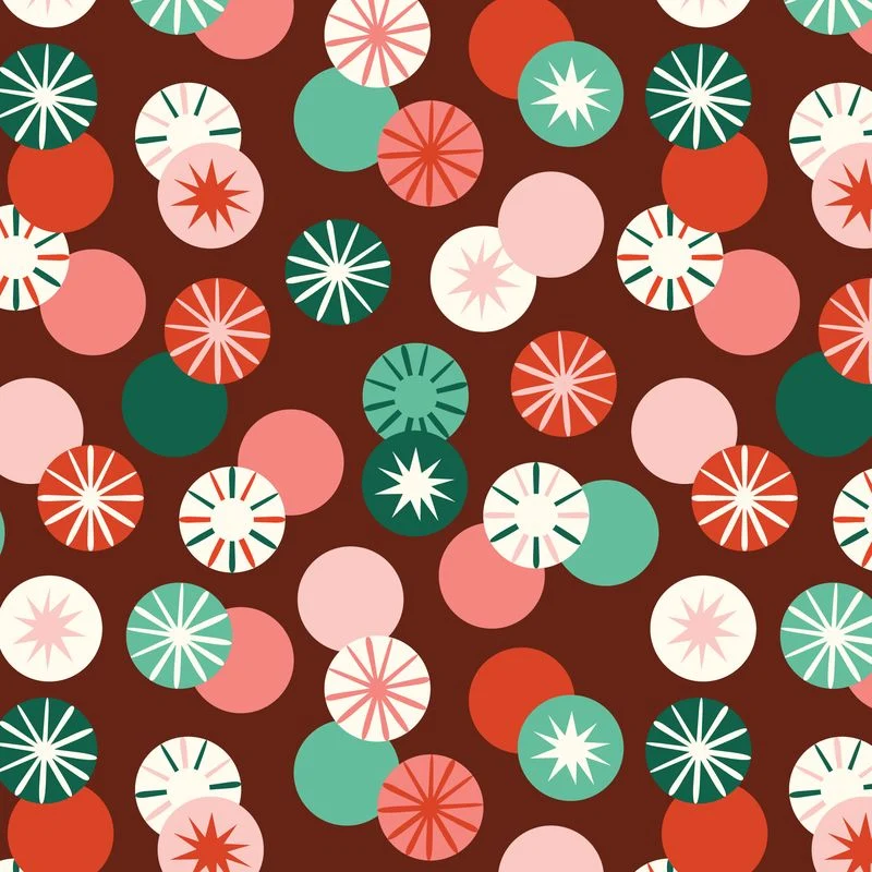 Merry & Mod / Peppermint Whirl / Burgundy