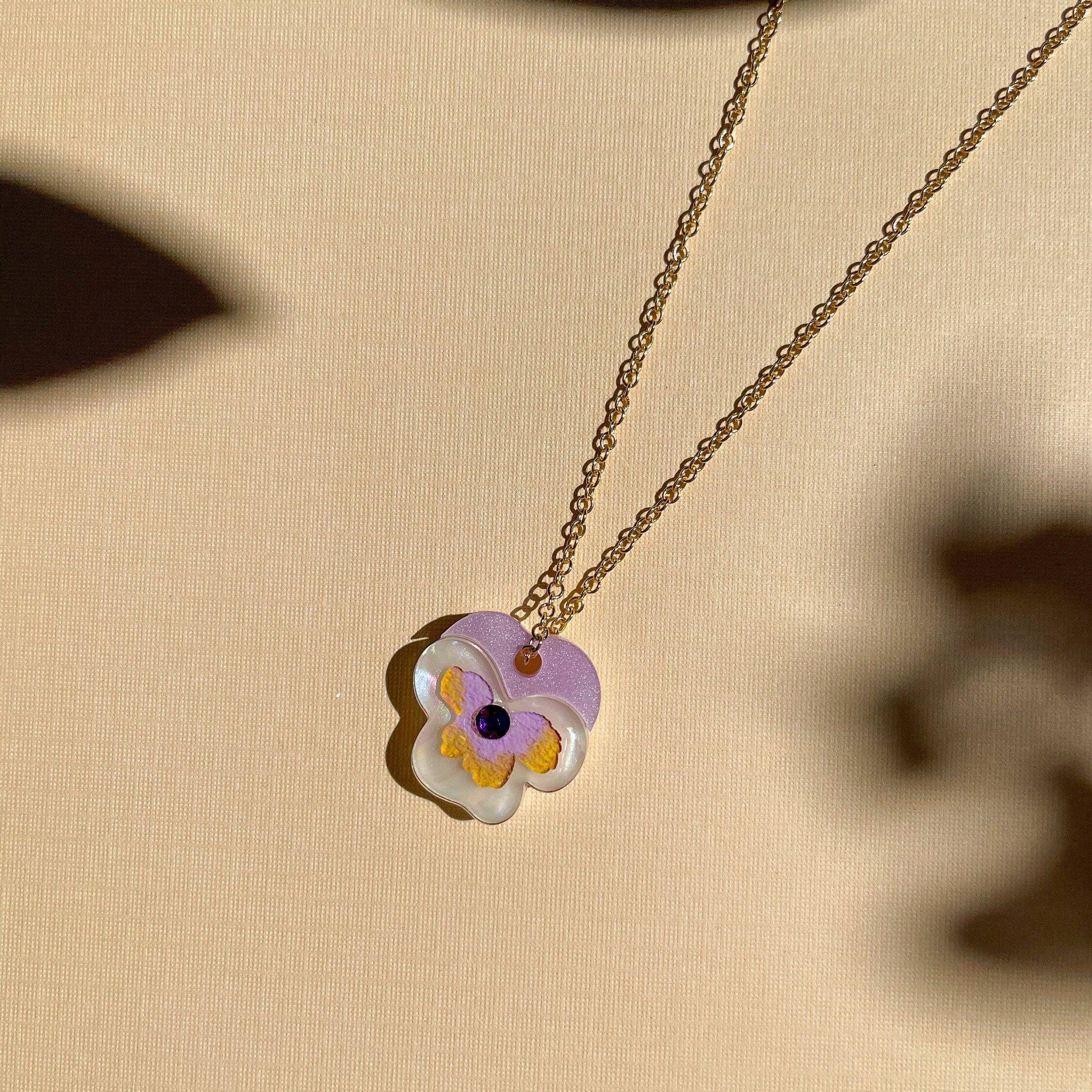 Mini Pansy Necklace / White