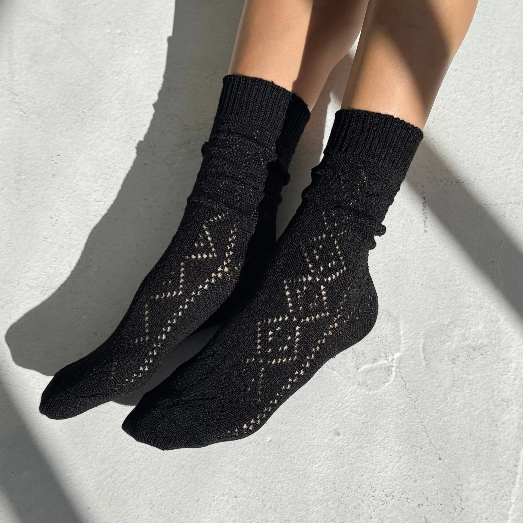 Modal Eyelet Socks  / Jet Black