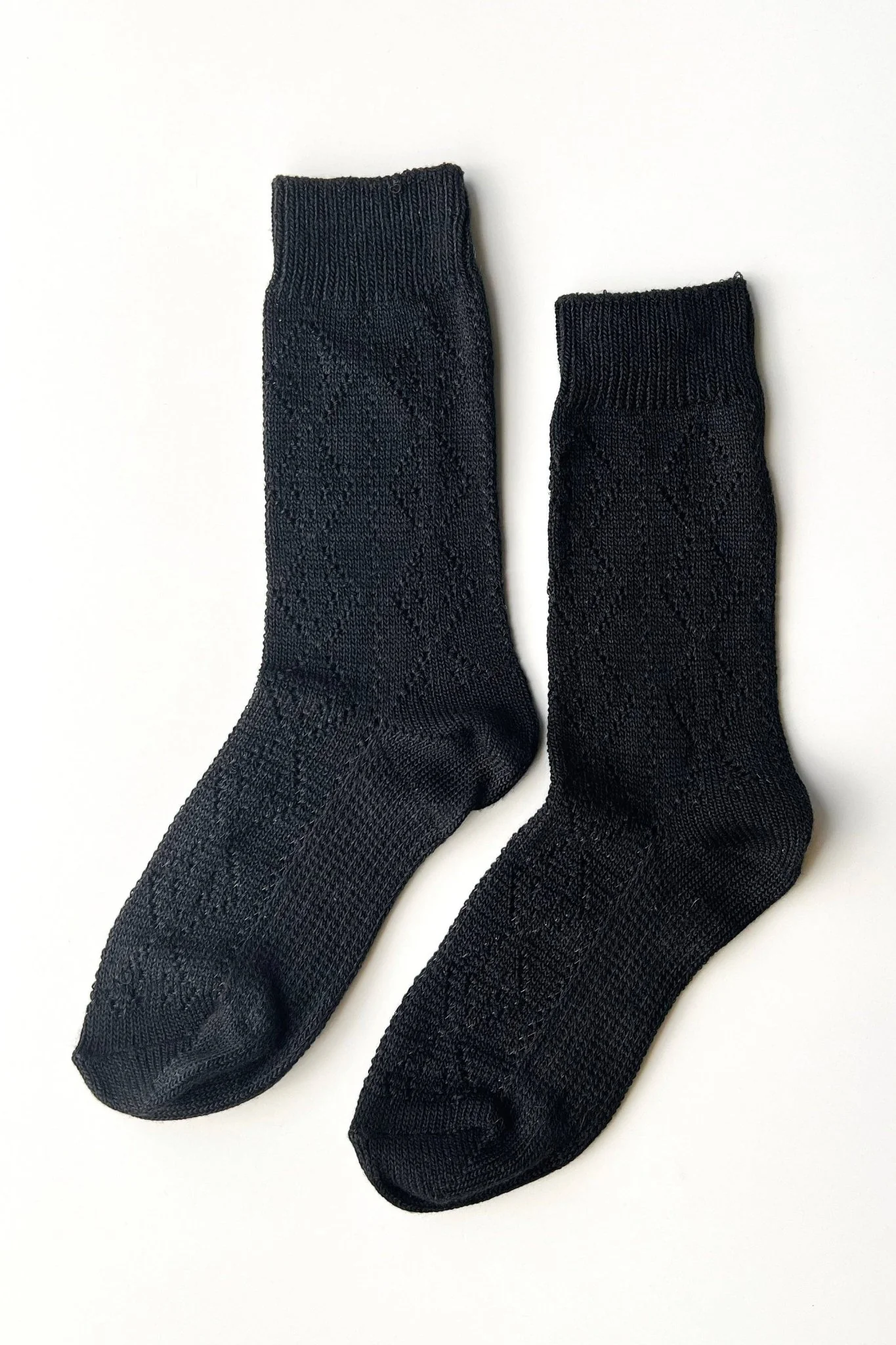 Modal Eyelet Socks  / Jet Black - Image 2