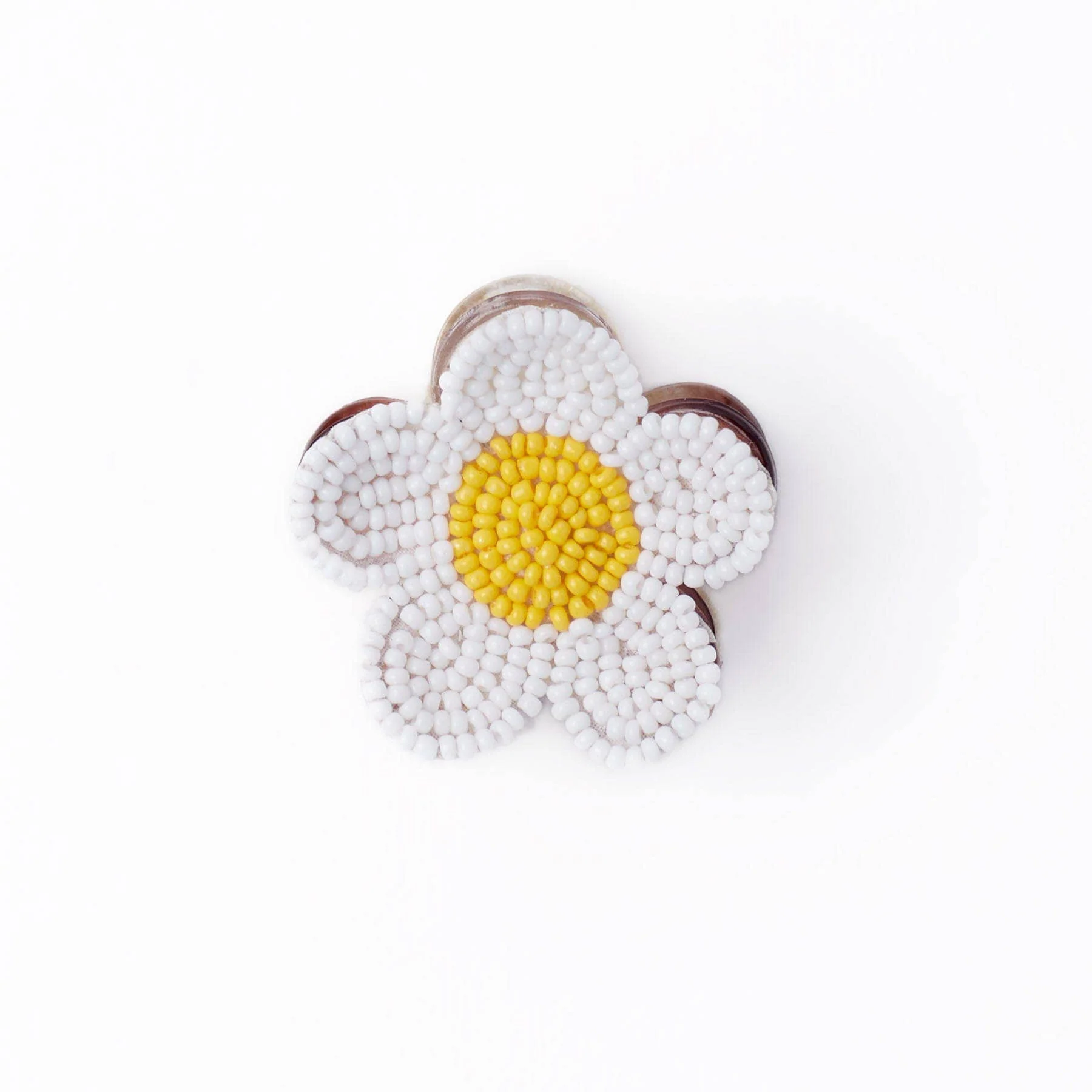 Molly Flower Beaded Hair Claw Clip / White + Yellow