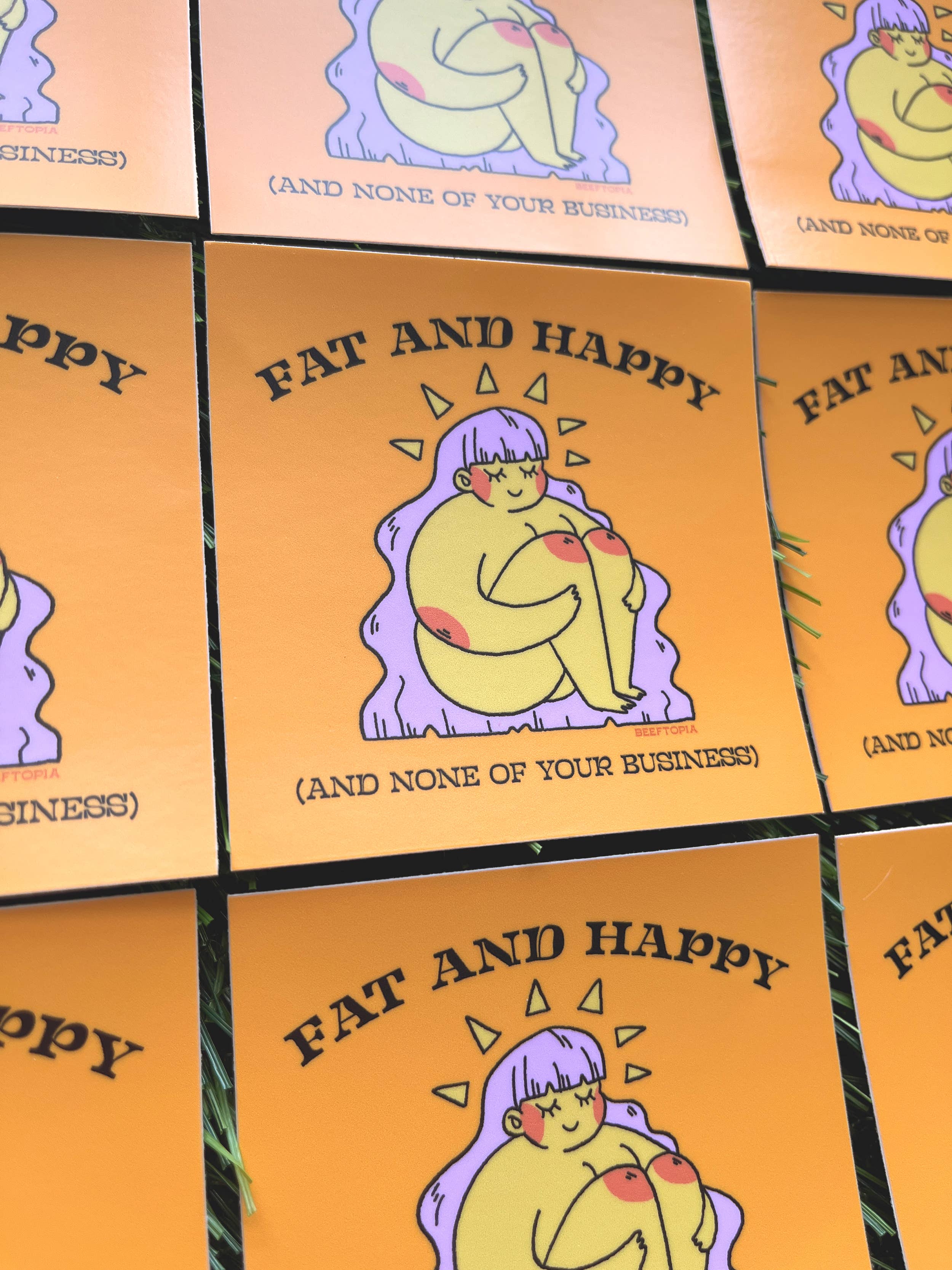 Fat and Happy Body Positive 3 Inch Waterproof Vinyl Sticker - Image 2