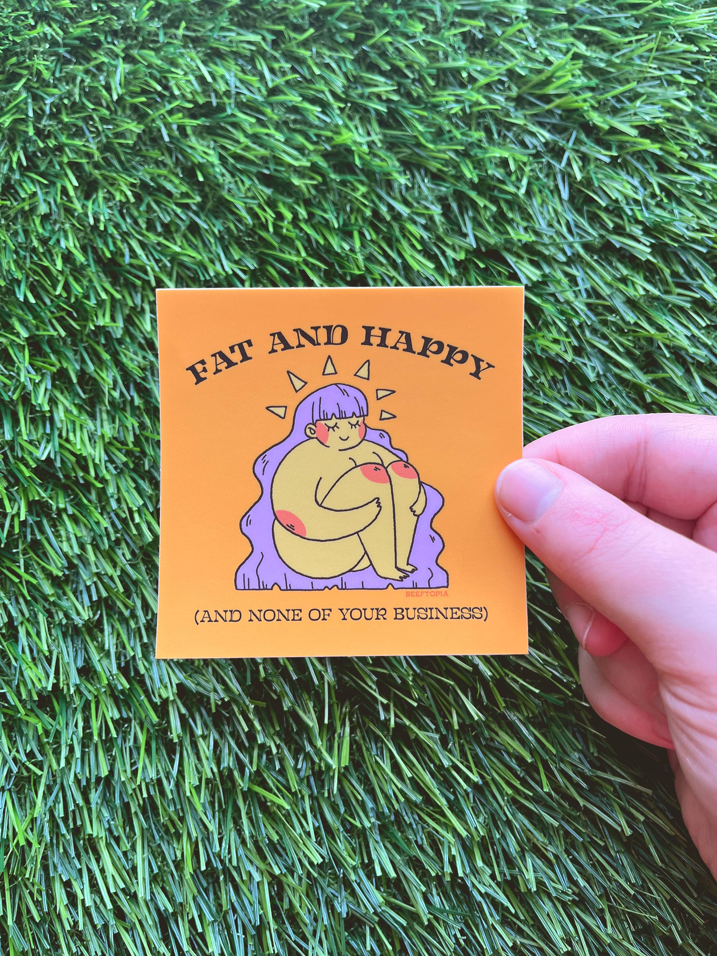 Fat and Happy Body Positive 3 Inch Waterproof Vinyl Sticker - Image 3