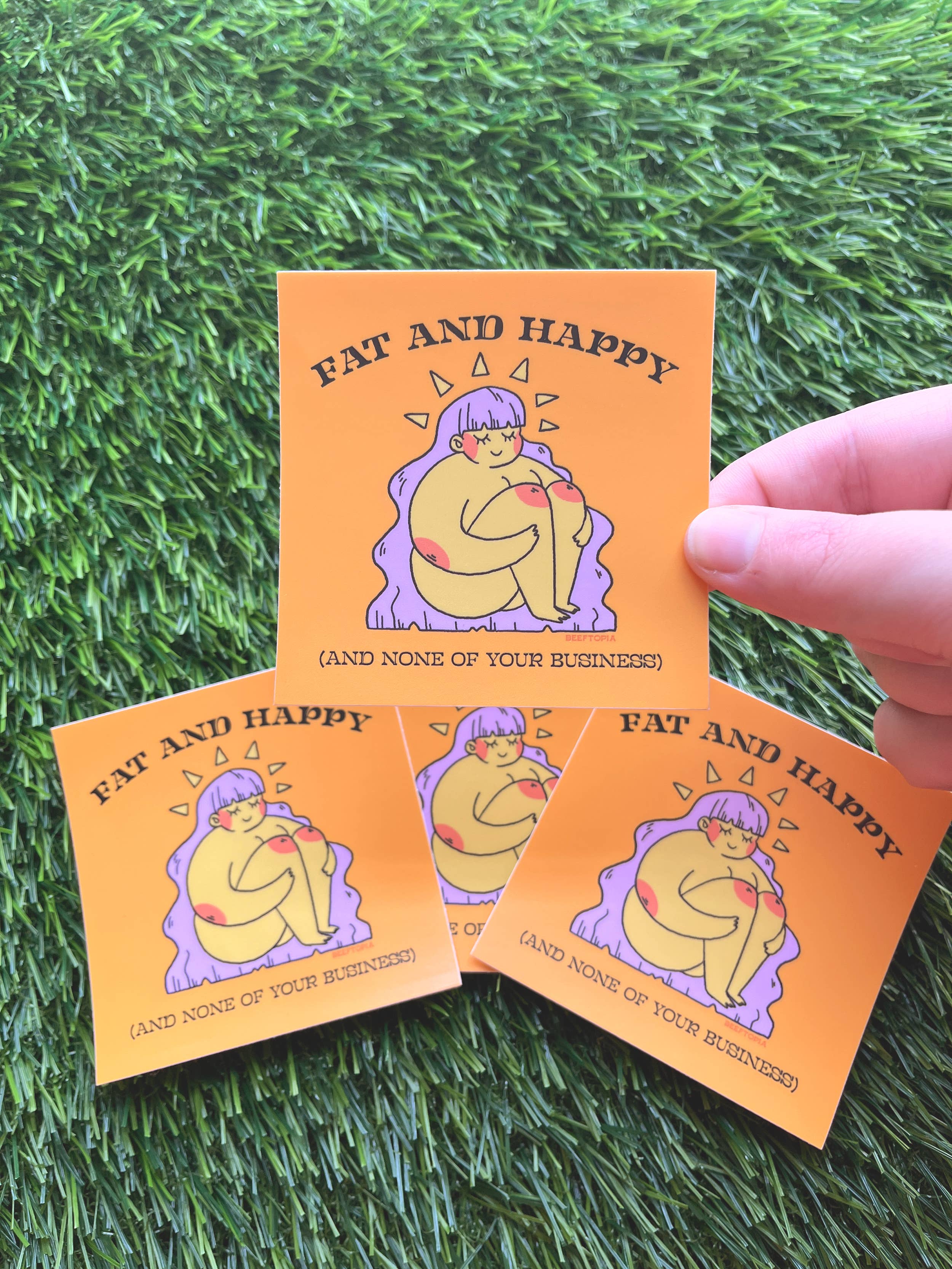 Fat and Happy Body Positive 3 Inch Waterproof Vinyl Sticker - Image 4