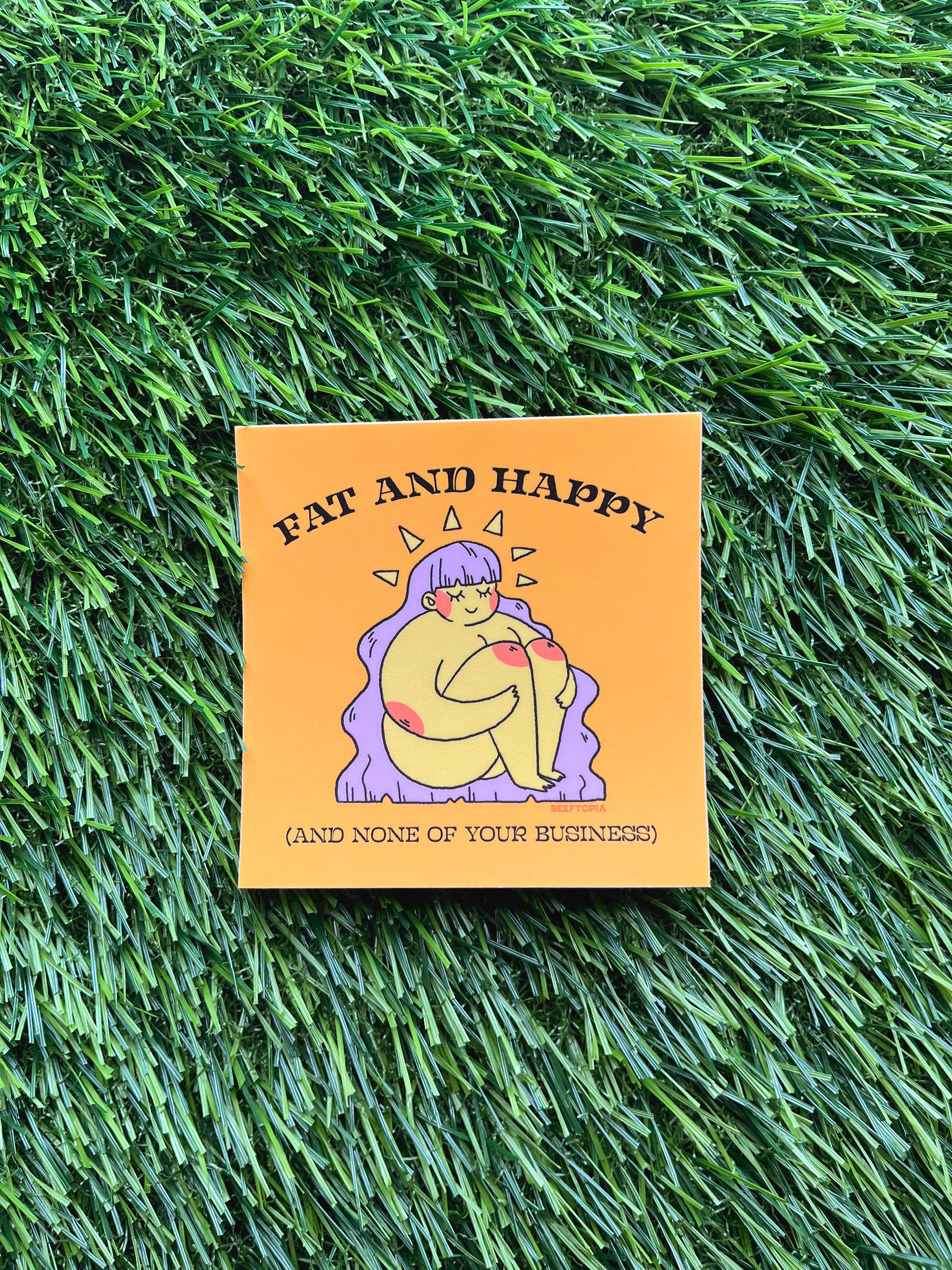 Fat and Happy Body Positive 3 Inch Waterproof Vinyl Sticker - Image 5