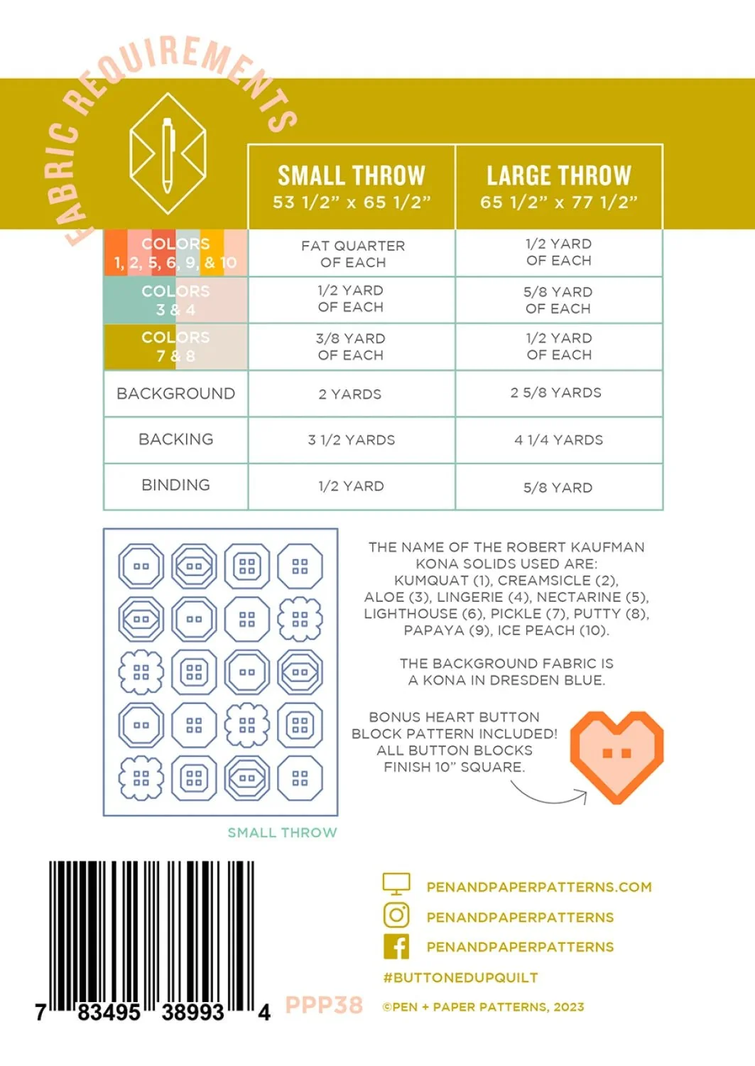 Buttoned Up / Printed Quilt Pattern - Image 2