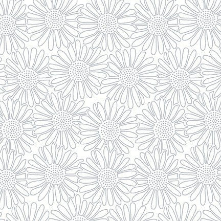 Quilter's Flour VI / Stacked Daisies / White on White