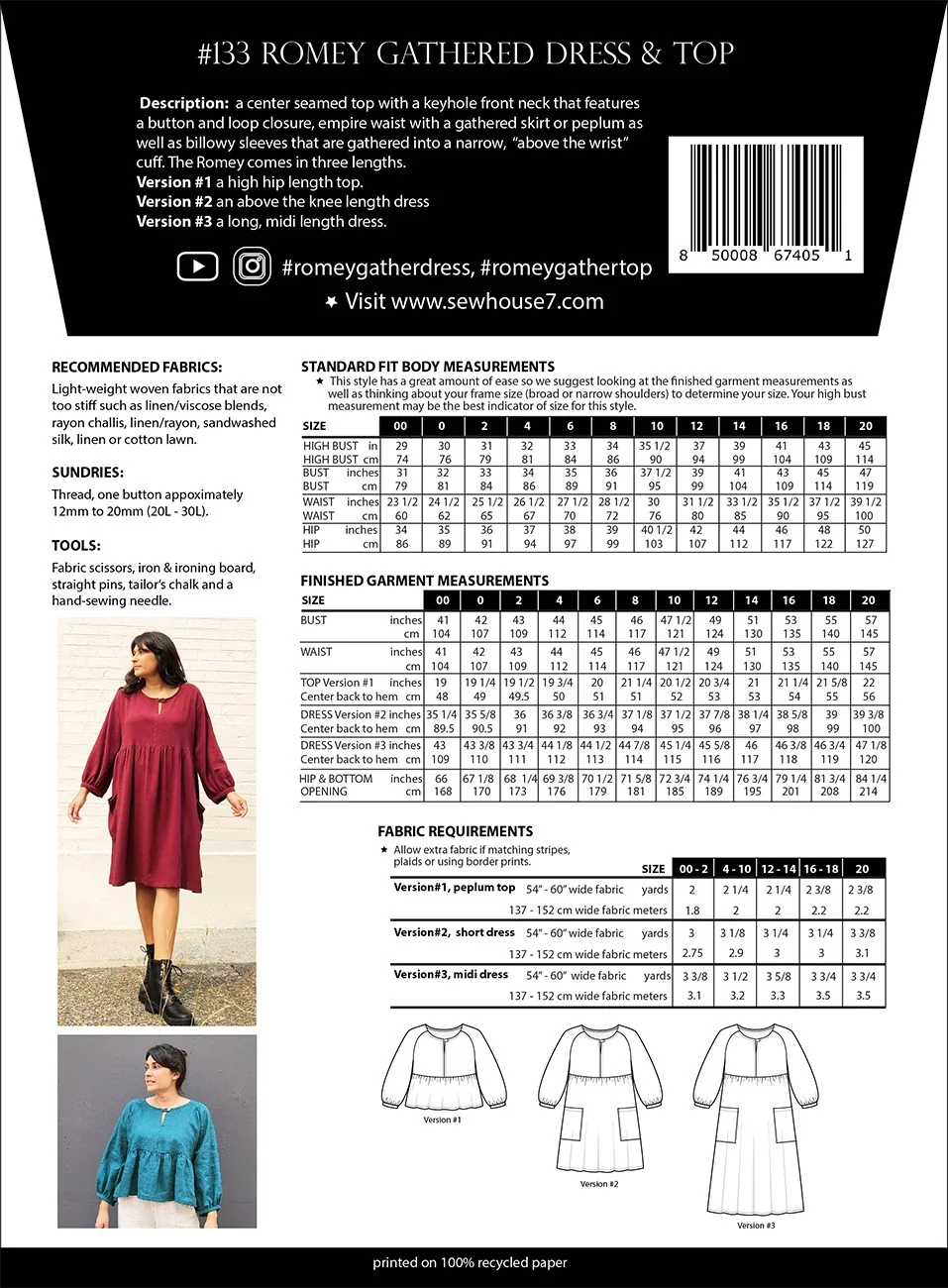 Romey Gathered Dress & Top / Standard / Printed Pattern - Image 3