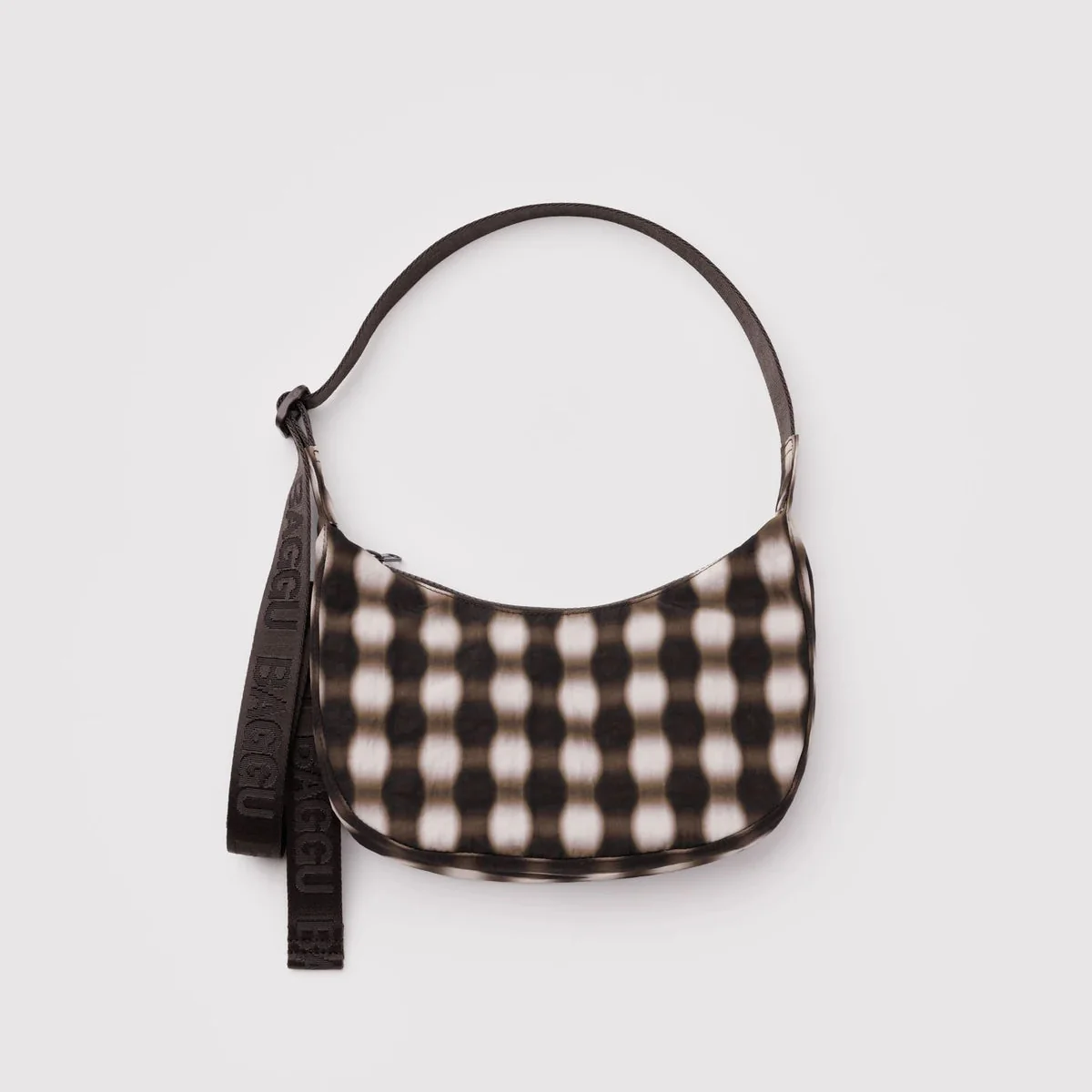 Small Nylon Crescent Bag / Blurred Gingham Brown