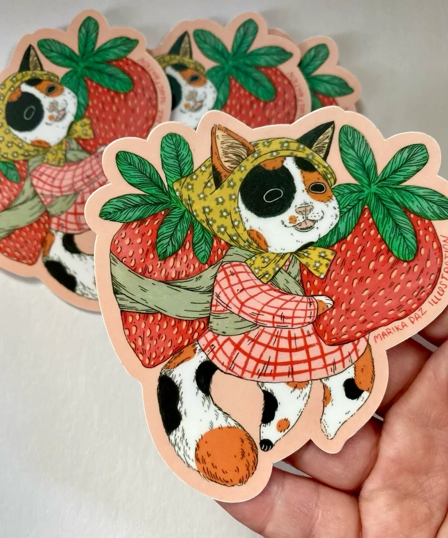 Strawberry Cat Sticker - Image 2