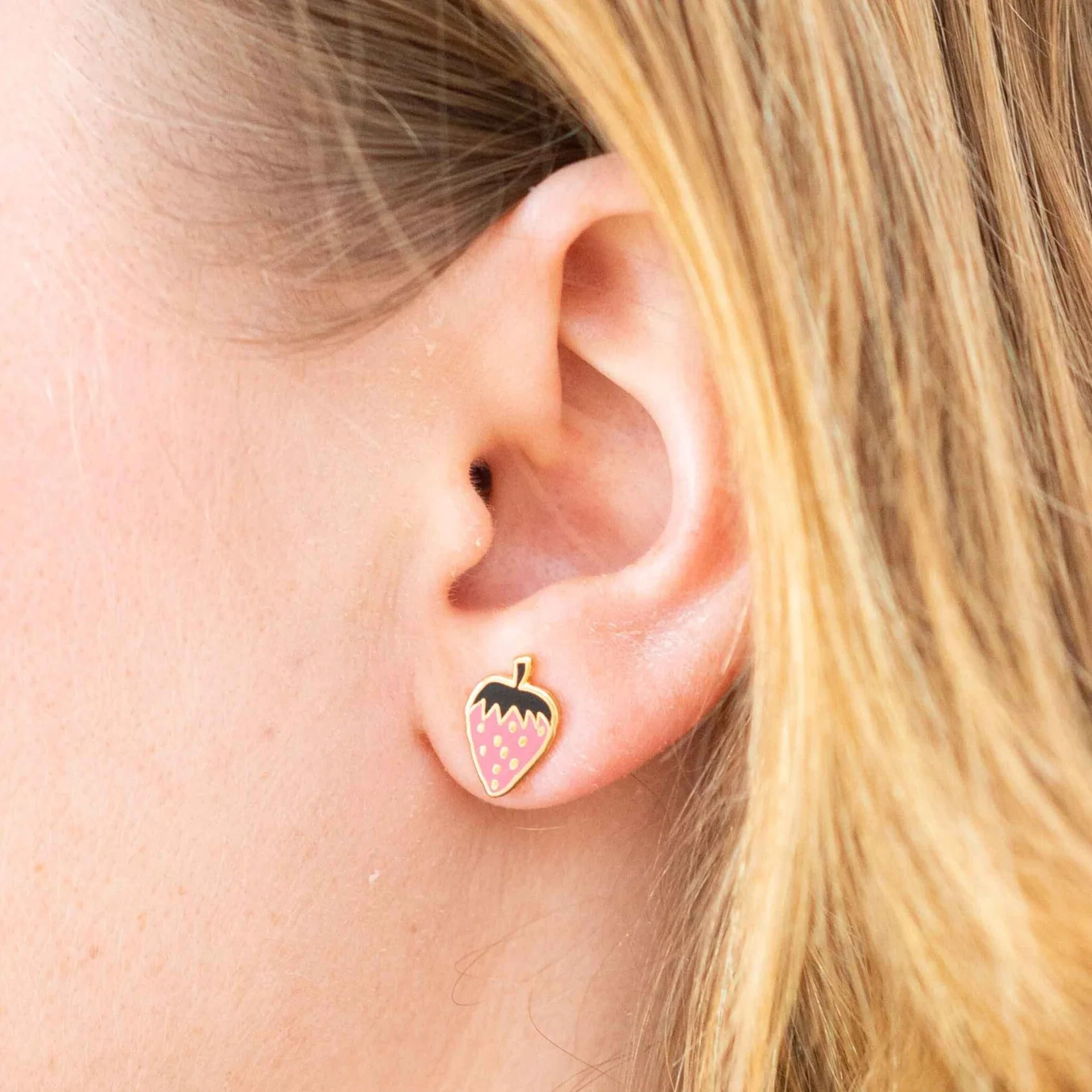 Strawberry Enamel Earrings - Image 2
