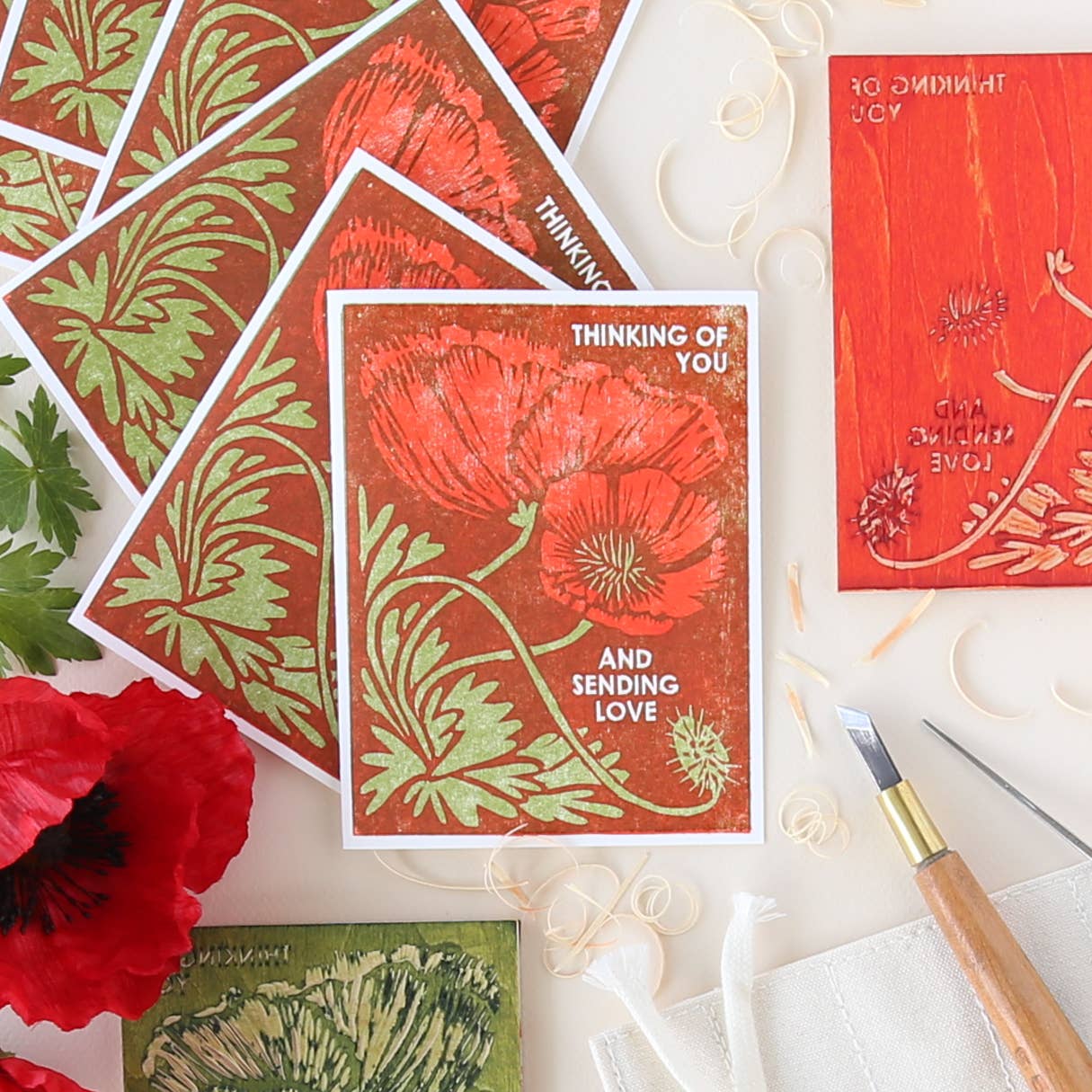 Thinking of You (Red Poppies) / Friendship Card - Image 6