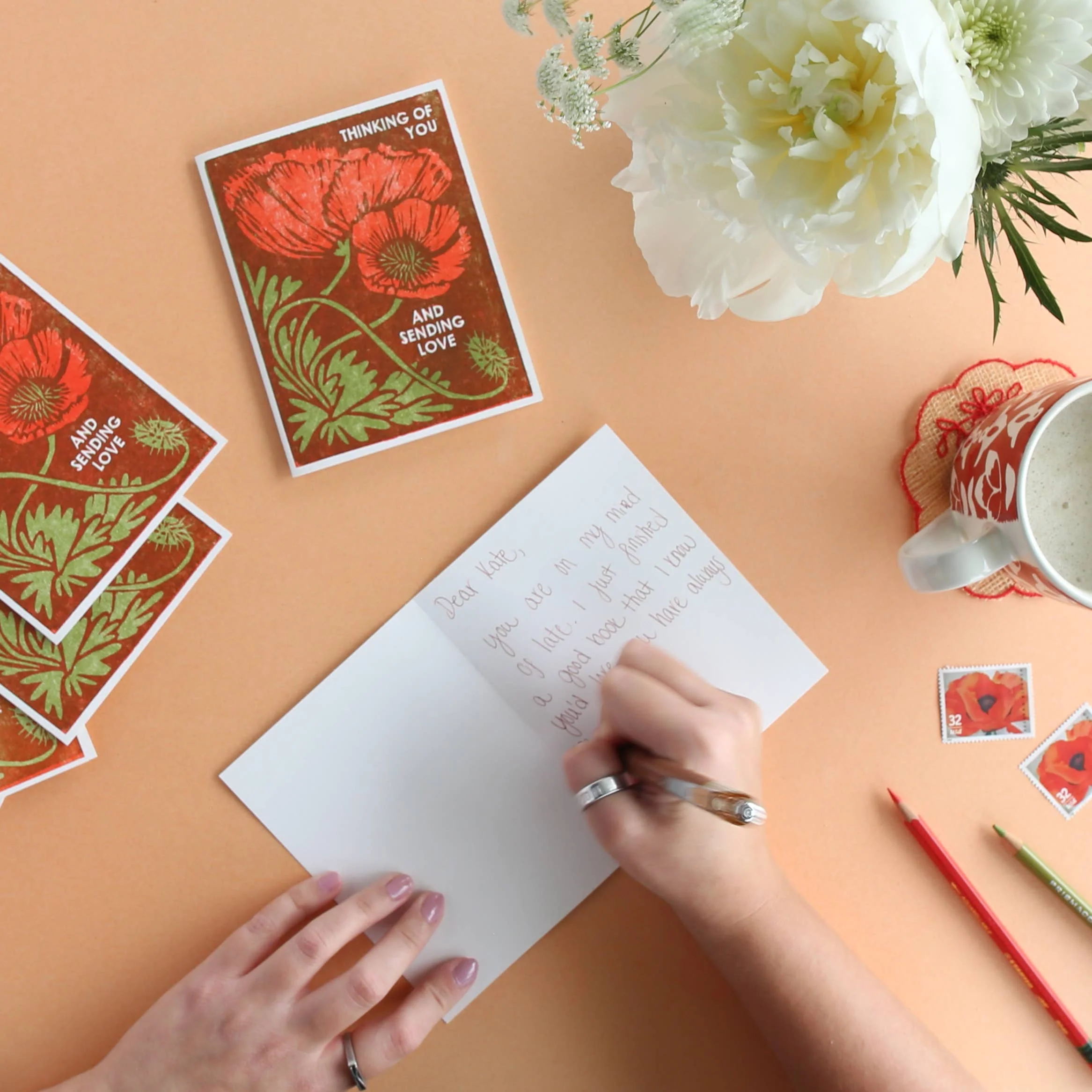 Thinking of You (Red Poppies) / Friendship Card - Image 7